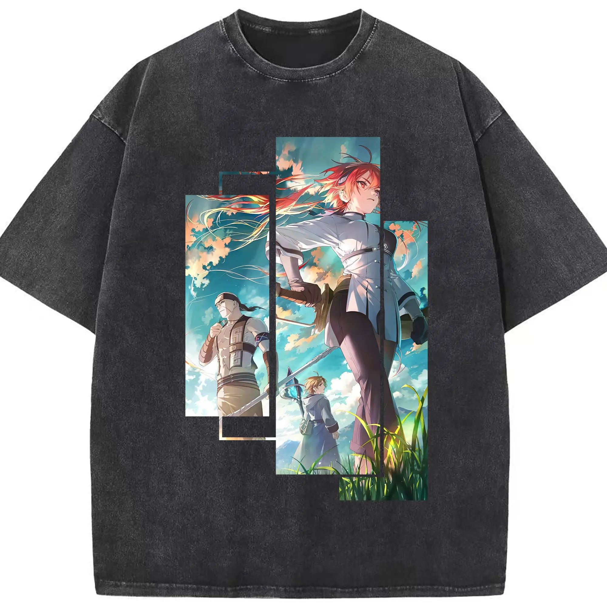 無職転生 グッズ,ルーデウス・グレイラット - 綿100％ ヴィンテージ風 半袖Tシャツ ・ フロントプリント ・ 柔らか肌触り ・ 通気性 快適 ・ スポーツ カジュアル 外出用