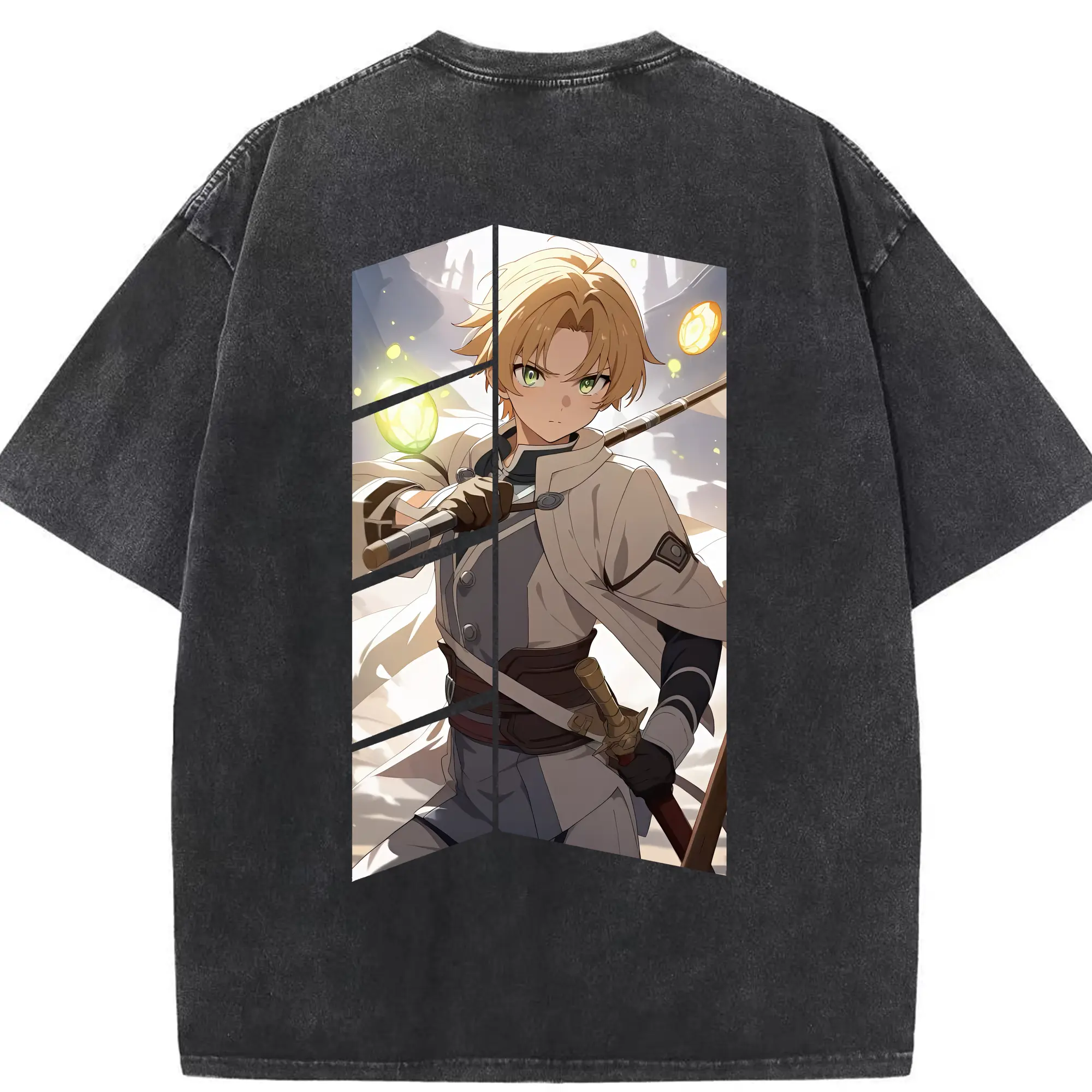 無職転生 グッズ,ルーデウス・グレイラット - 綿100％ ヴィンテージ風 半袖Tシャツ ・ 背面プリント ・ 柔らか肌触り ・ 通気性 快適 ・ スポーツ カジュアル 外出用
