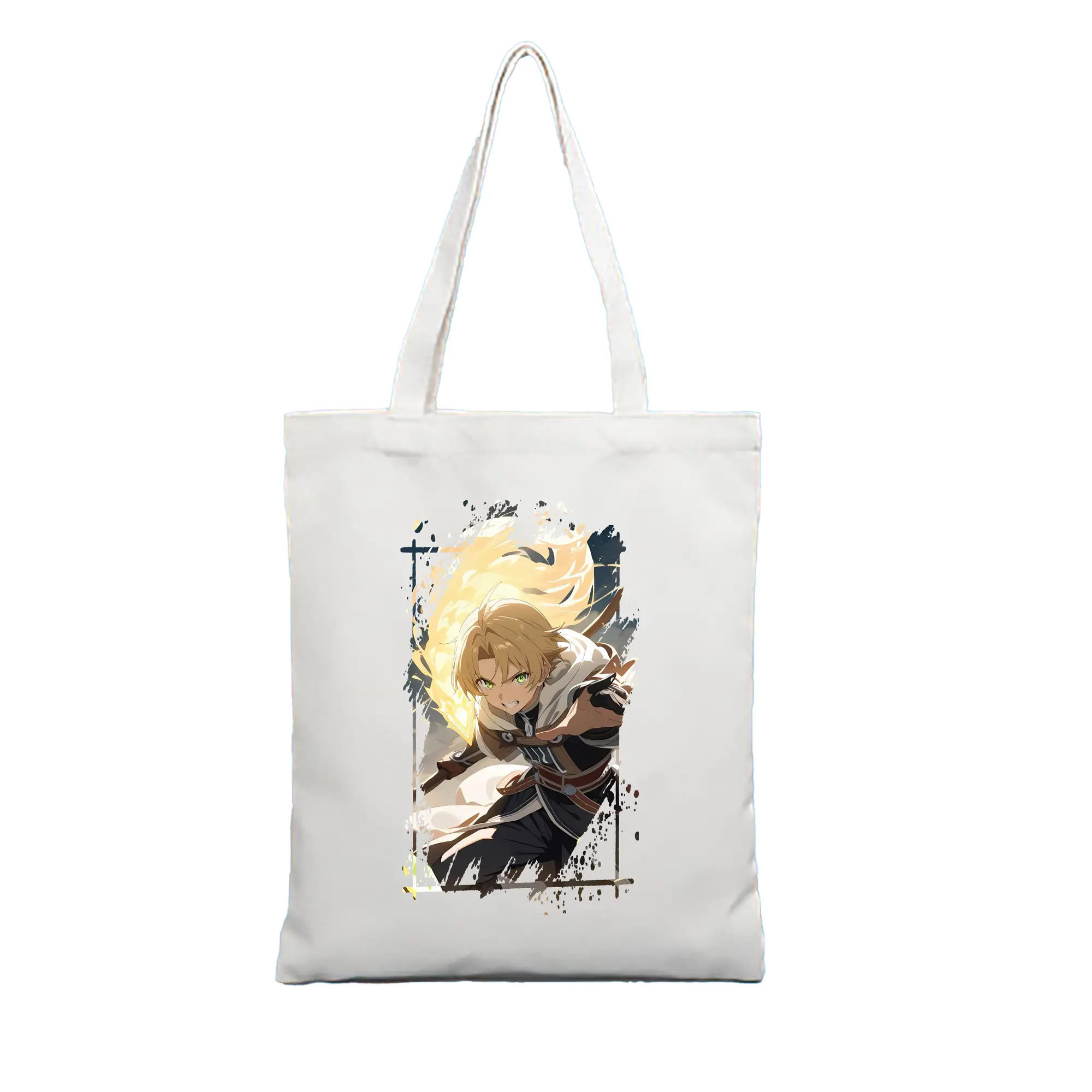 無職転生 グッズ,ルーデウス・グレイラット - 縦型キャンバス手提げバッグ（トートバッグ） ・ キャンバス素材 ・ ショッピング用 ・ 軽量 丈夫 お手入れ簡単