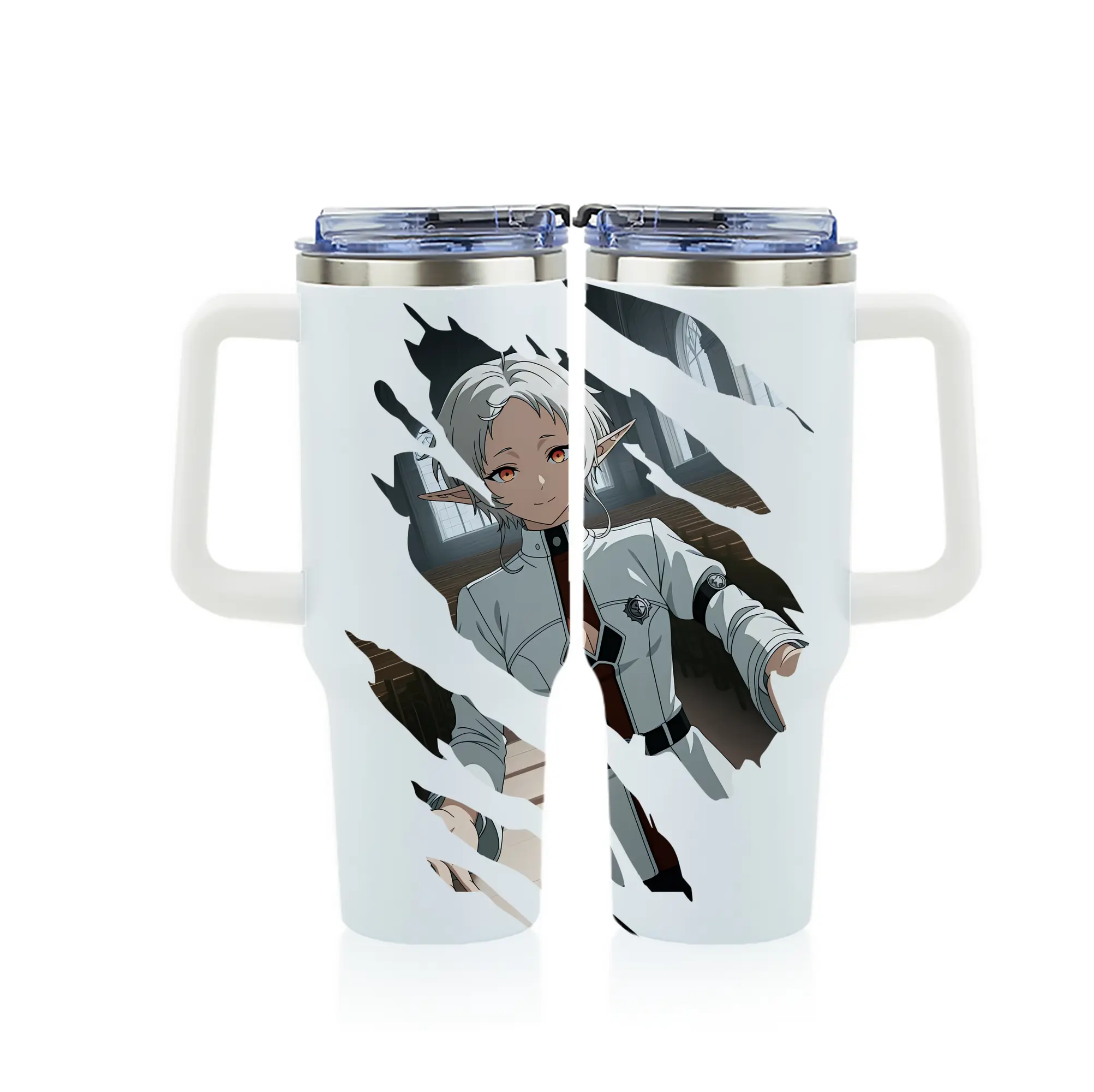 無職転生 グッズ,シルフィエット - 1200mL フルプリント車用タンブラー ・ 304ステンレス 内側 ・ 201ステンレス 外側 ・ 保温 保冷 ・ 通勤 ドライブ アウトドア用