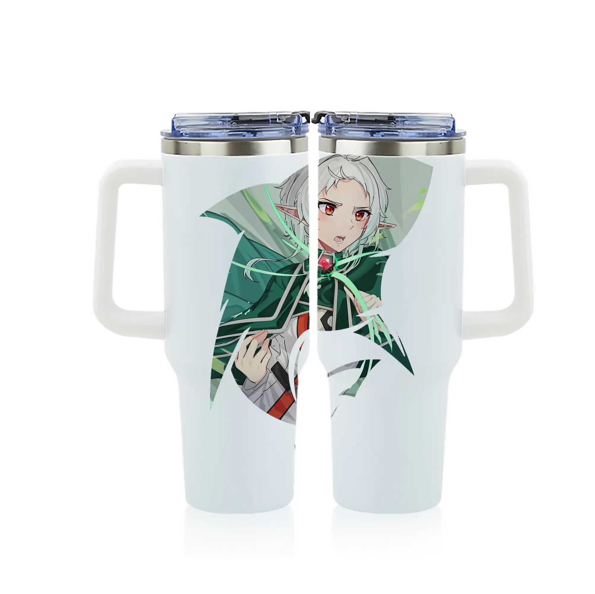 無職転生 グッズ,シルフィエット - 1200mL フルプリント車用タンブラー ・ 304ステンレス 内側 ・ 201ステンレス 外側 ・ 保温 保冷 ・ 通勤 ドライブ アウトドア用