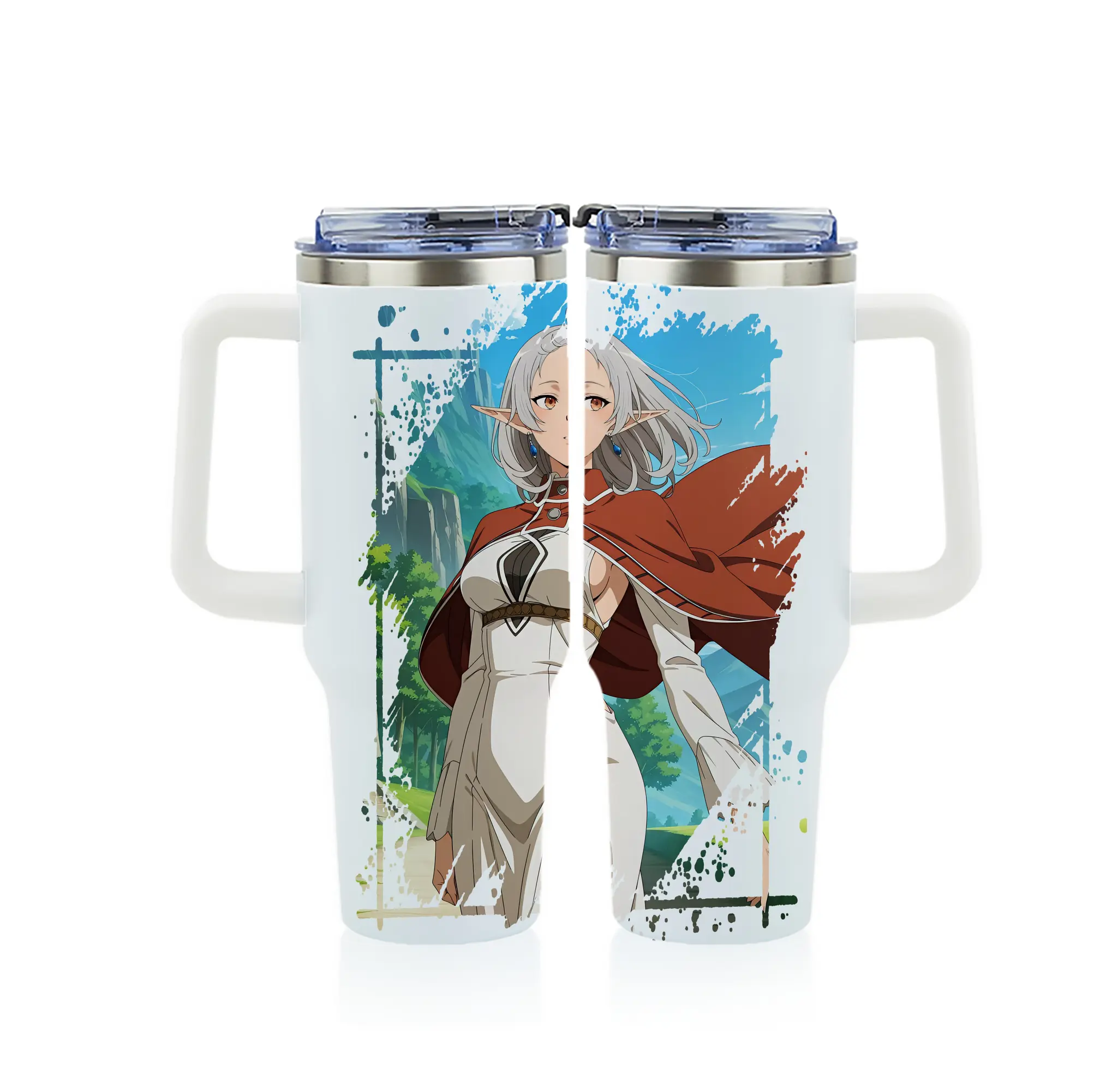 無職転生 グッズ,シルフィエット - 1200mL フルプリント車用タンブラー ・ 304ステンレス 内側 ・ 201ステンレス 外側 ・ 保温 保冷 ・ 通勤 ドライブ アウトドア用