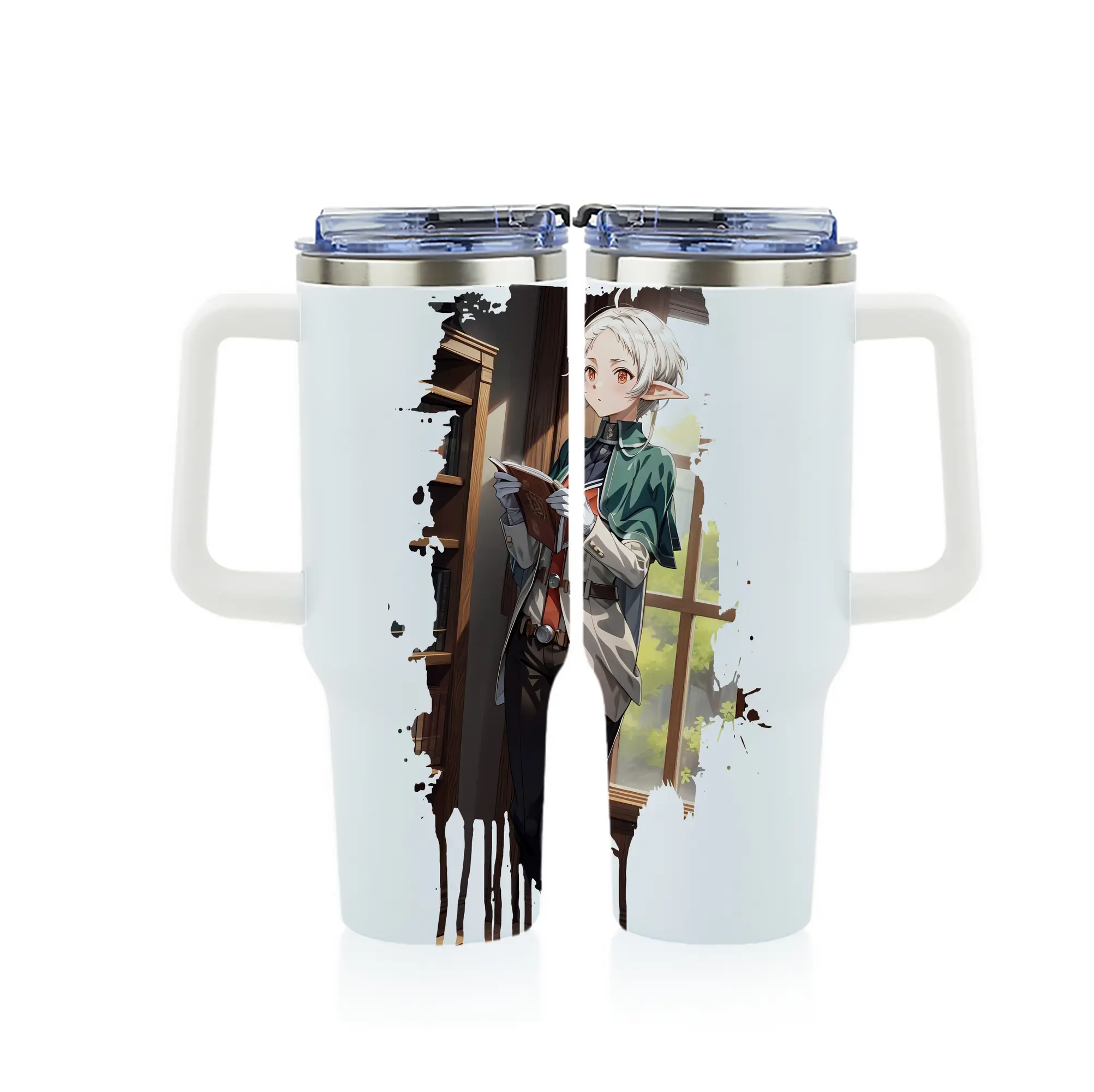 無職転生 グッズ,シルフィエット - 1200mL フルプリント車用タンブラー ・ 304ステンレス 内側 ・ 201ステンレス 外側 ・ 保温 保冷 ・ 通勤 ドライブ アウトドア用