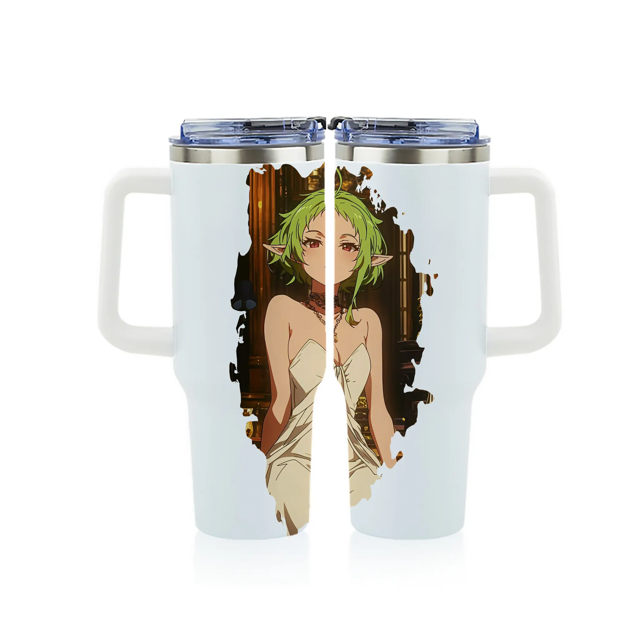 無職転生 グッズ,シルフィエット - 1200mL フルプリント車用タンブラー ・ 304ステンレス 内側 ・ 201ステンレス 外側 ・ 保温 保冷 ・ 通勤 ドライブ アウトドア用