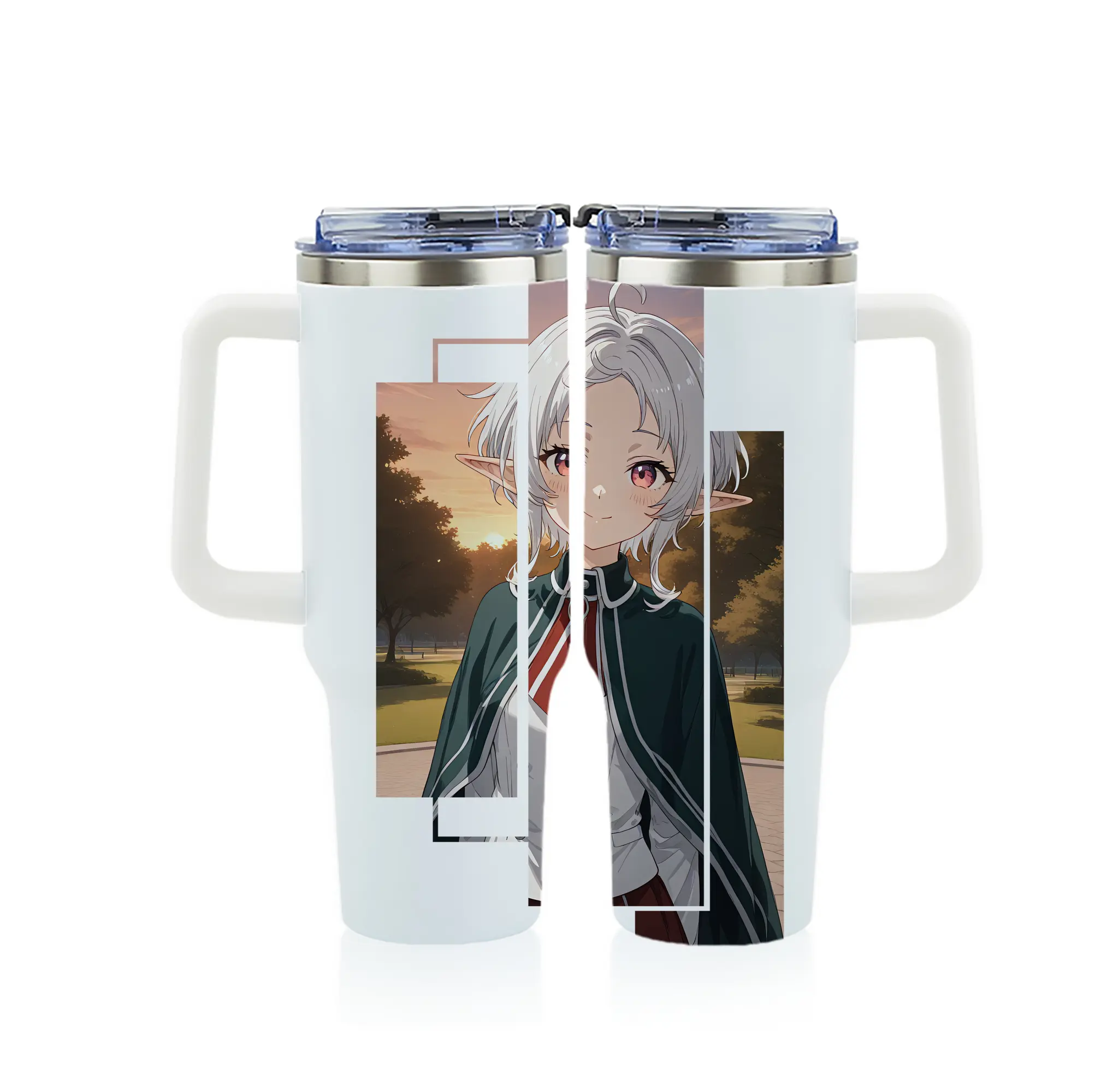 無職転生 グッズ,シルフィエット - 1200mL フルプリント車用タンブラー ・ 304ステンレス 内側 ・ 201ステンレス 外側 ・ 保温 保冷 ・ 通勤 ドライブ アウトドア用