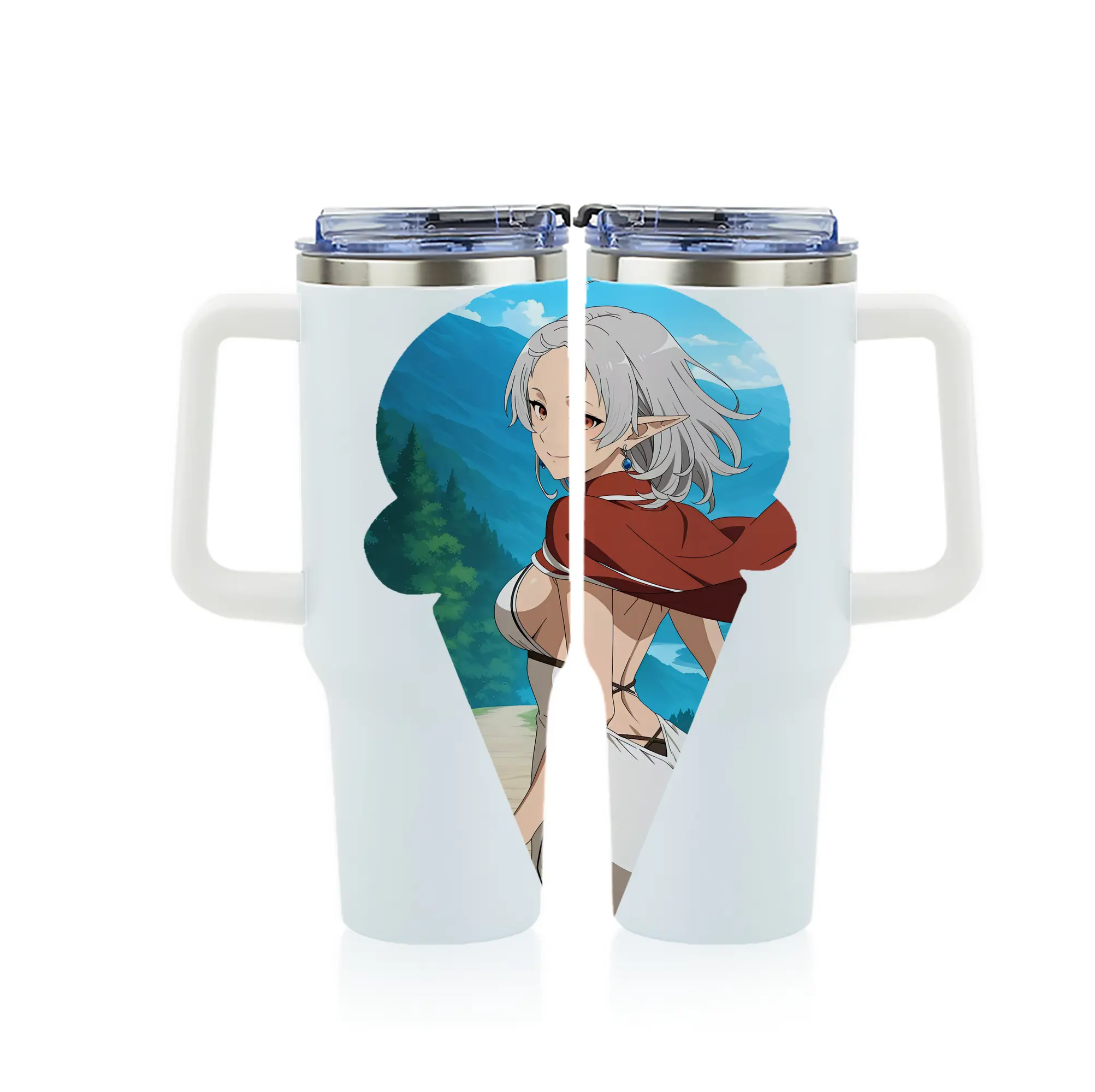 無職転生 グッズ,シルフィエット - 1200mL フルプリント車用タンブラー ・ 304ステンレス 内側 ・ 201ステンレス 外側 ・ 保温 保冷 ・ 通勤 ドライブ アウトドア用