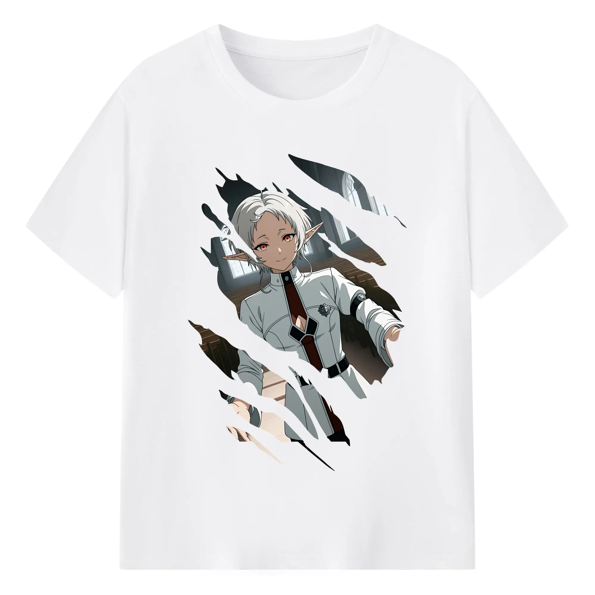 無職転生 グッズ,シルフィエット - 綿100％ 半袖Tシャツ ・ フロントプリント ・ 快適 通気性 ・ 日常使い 散歩 スポーツ用