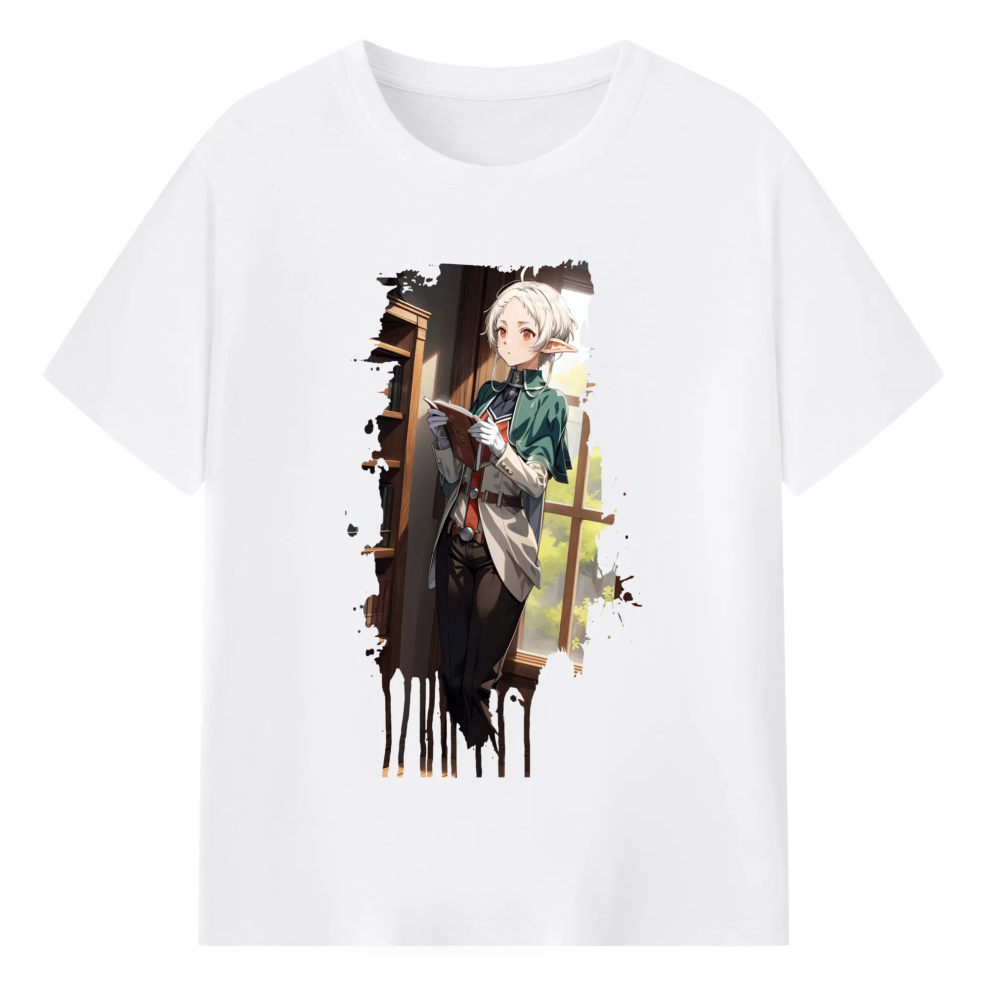 無職転生 グッズ,シルフィエット - 綿100％ 半袖Tシャツ ・ フロントプリント ・ 快適 通気性 ・ 日常使い 散歩 スポーツ用