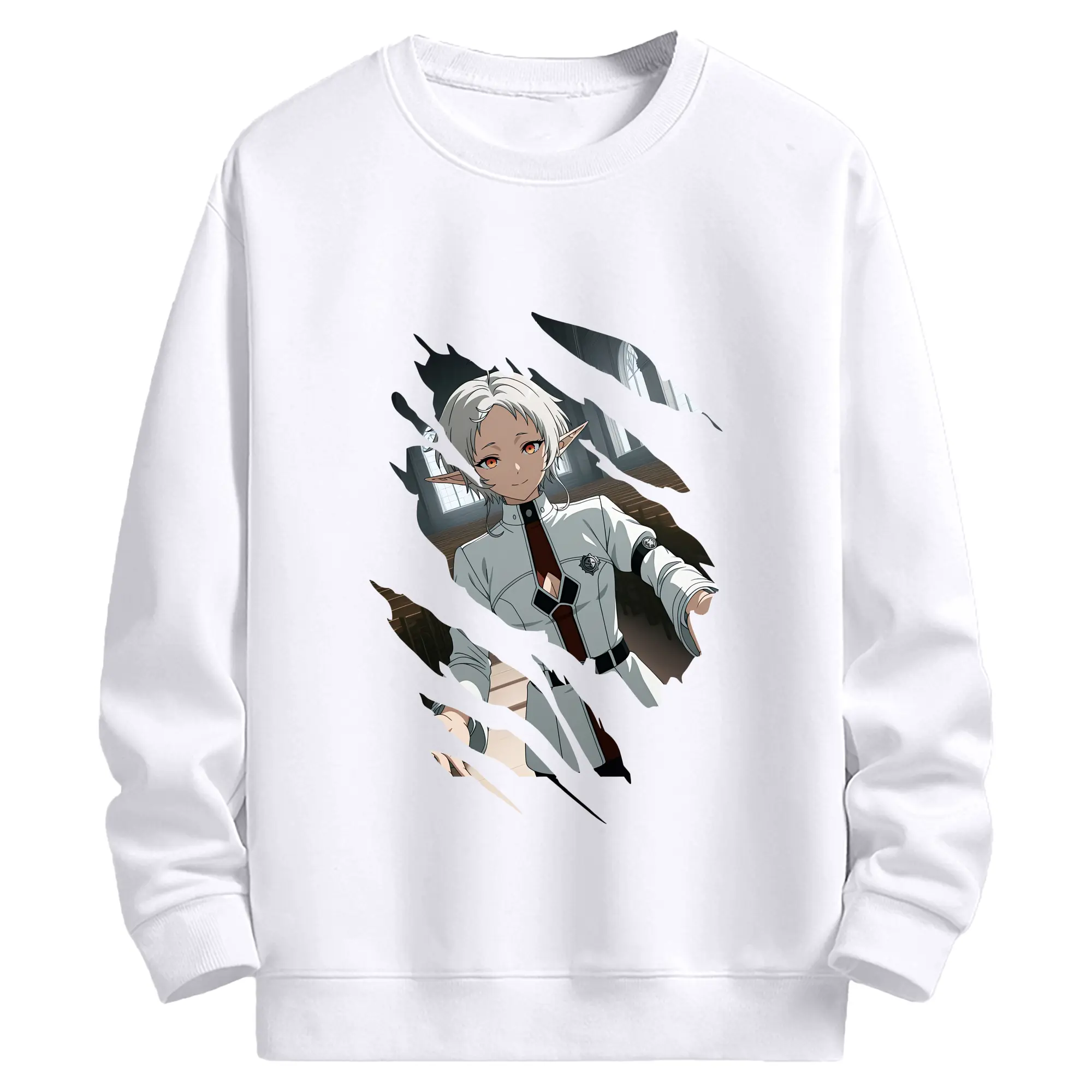 無職転生 グッズ,シルフィエット - 高品質 クルーネック スウェット ・ コットン59％ ポリエステル41％ ・ ユニセックス 長袖 トレーナー ・ カジュアル デイリー スポーツ 散歩用