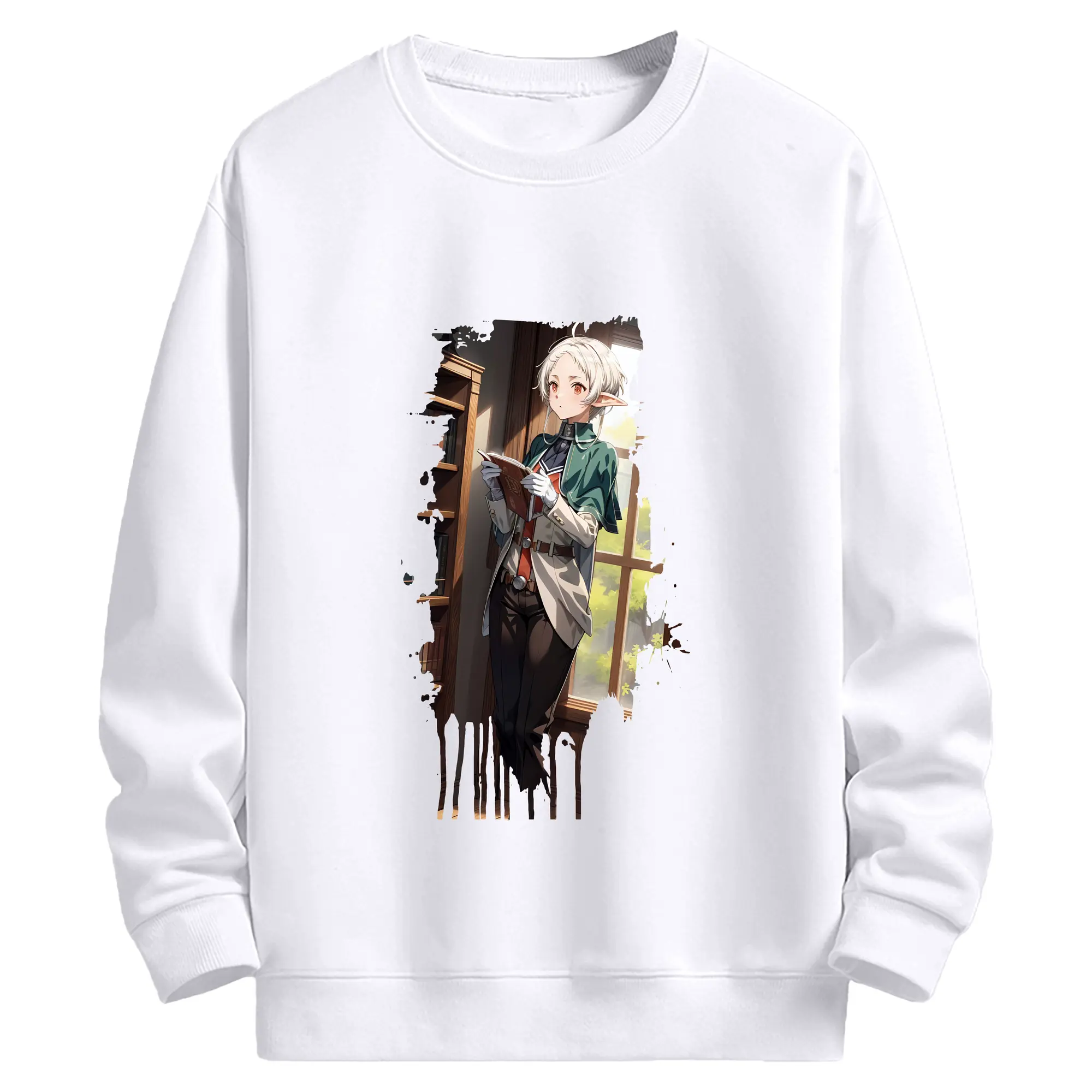 無職転生 グッズ,シルフィエット - 高品質 クルーネック スウェット ・ コットン59％ ポリエステル41％ ・ ユニセックス 長袖 トレーナー ・ カジュアル デイリー スポーツ 散歩用