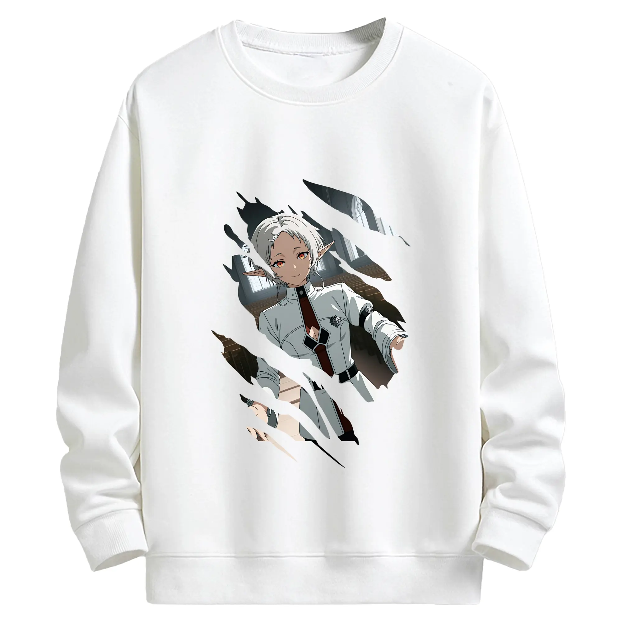 無職転生 グッズ,シルフィエット - キッズ クルーネックスウェットシャツ ・ フロントプリント ・ 綿80％ ポリエステル20％ ・ 快適 通学 スポーツ 日常使い お散歩用