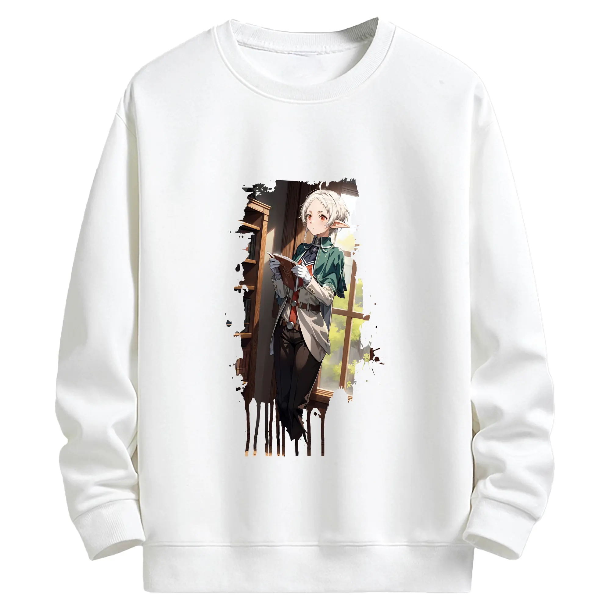 無職転生 グッズ,シルフィエット - キッズ クルーネックスウェットシャツ ・ フロントプリント ・ 綿80％ ポリエステル20％ ・ 快適 通学 スポーツ 日常使い お散歩用