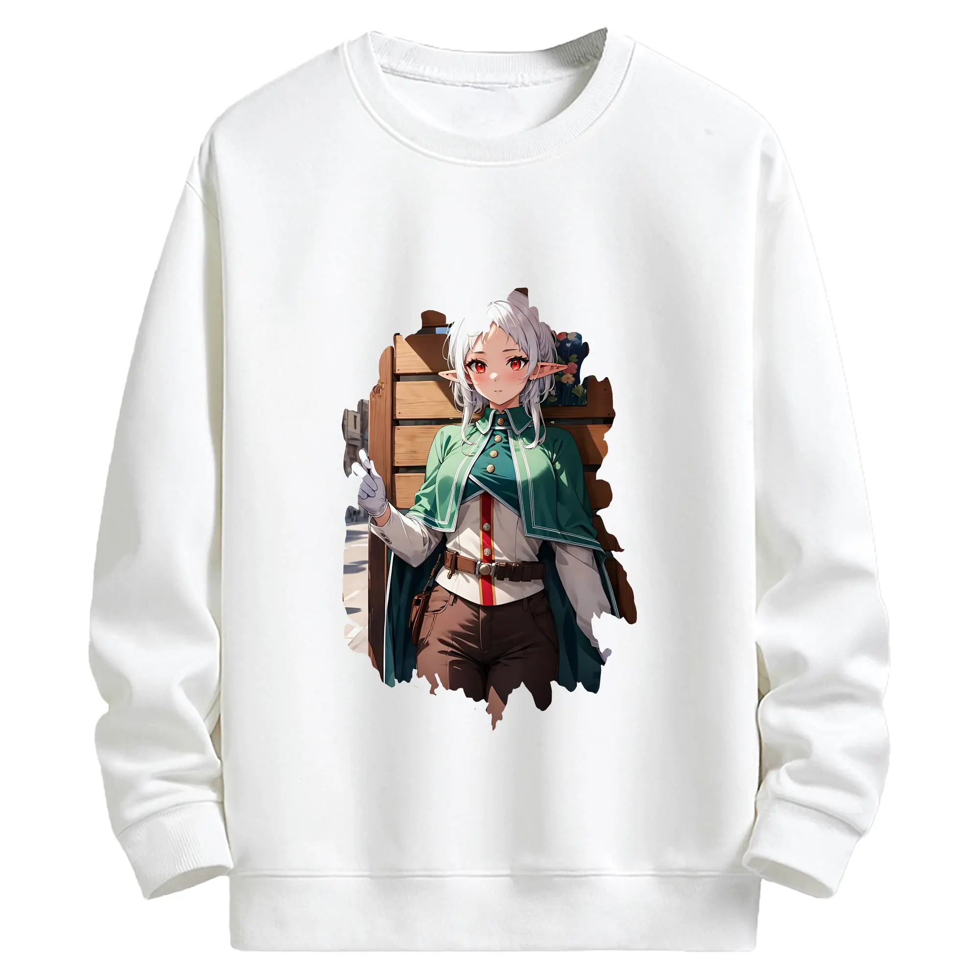 無職転生 グッズ,シルフィエット - キッズ クルーネックスウェットシャツ ・ フロントプリント ・ 綿80％ ポリエステル20％ ・ 快適 通学 スポーツ 日常使い お散歩用