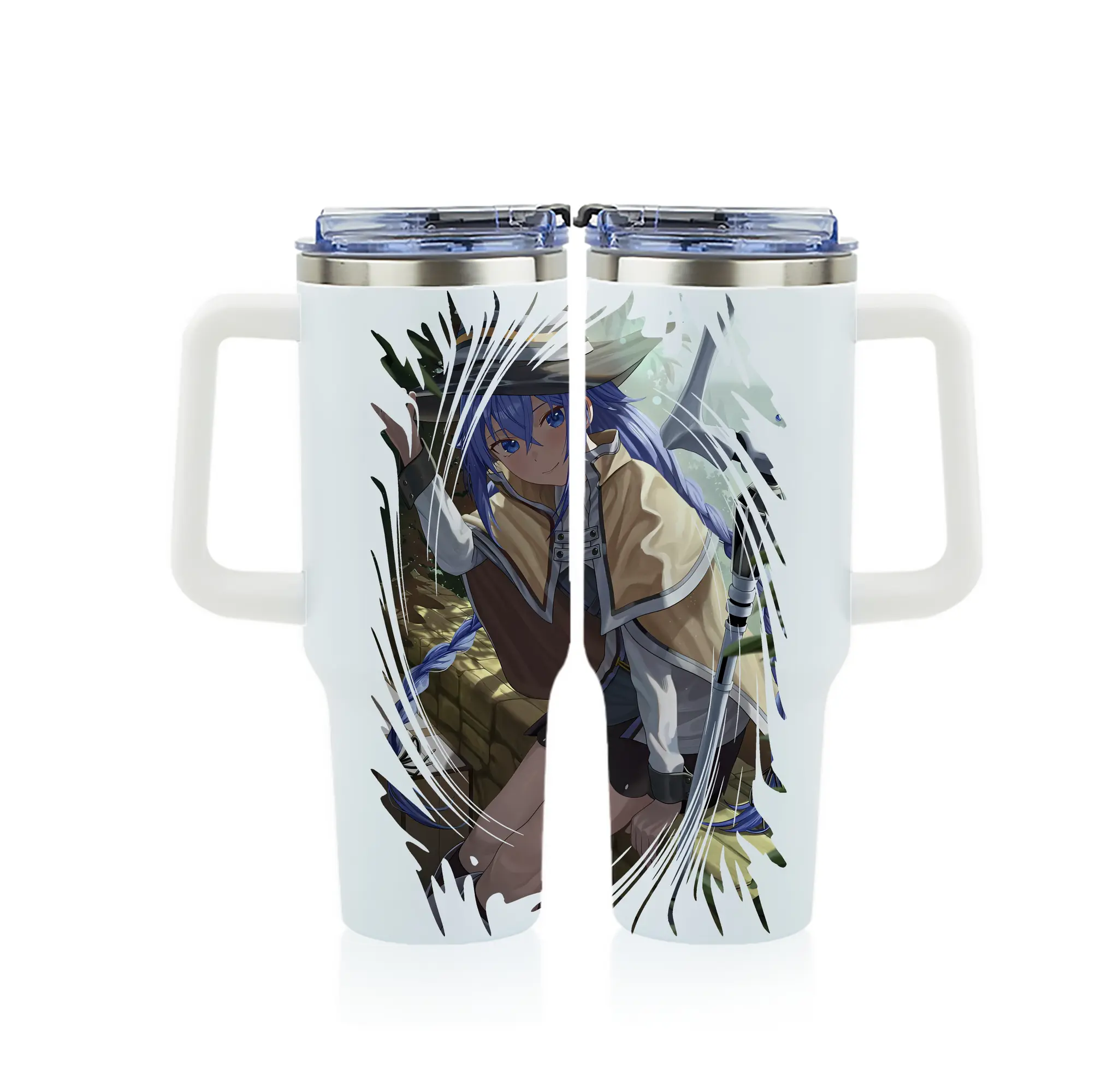 無職転生 グッズ,ロキシー・ミグルディア - 1200mL フルプリント車用タンブラー ・ 304ステンレス 内側 ・ 201ステンレス 外側 ・ 保温 保冷 ・ 通勤 ドライブ アウトドア用