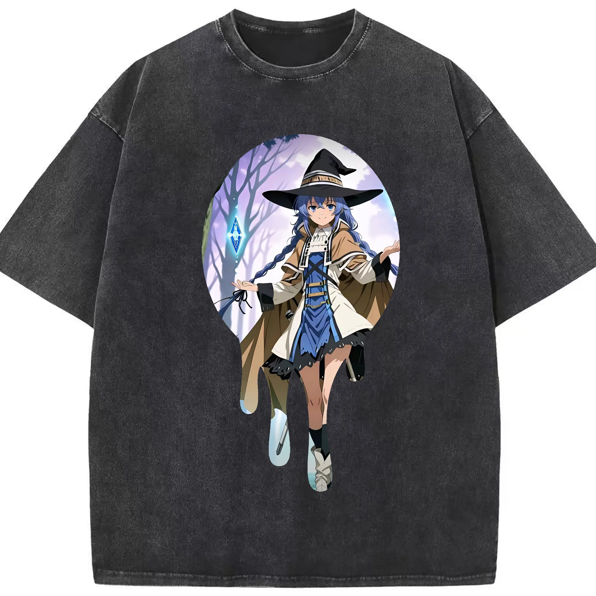 無職転生 グッズ,ロキシー・ミグルディア - 綿100％ ヴィンテージ風 半袖Tシャツ ・ フロントプリント ・ 柔らか肌触り ・ 通気性 快適 ・ スポーツ カジュアル 外出用