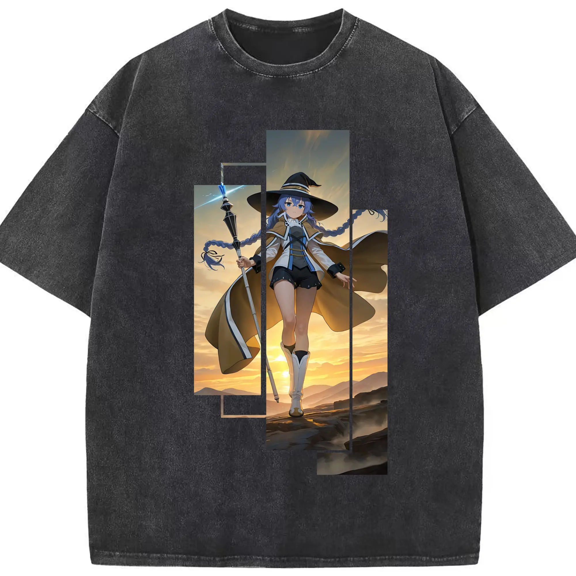 無職転生 グッズ,ロキシー・ミグルディア - 綿100％ ヴィンテージ風 半袖Tシャツ ・ フロントプリント ・ 柔らか肌触り ・ 通気性 快適 ・ スポーツ カジュアル 外出用