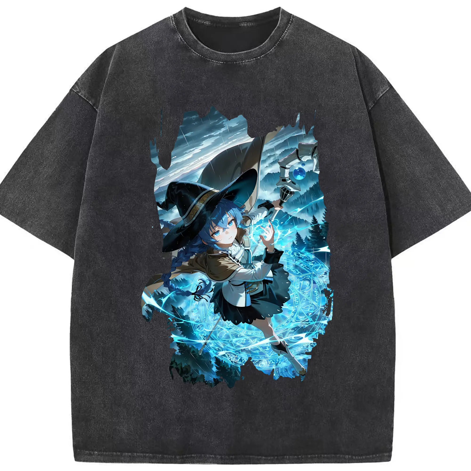 無職転生 グッズ,ロキシー・ミグルディア - 綿100％ ヴィンテージ風 半袖Tシャツ ・ フロントプリント ・ 柔らか肌触り ・ 通気性 快適 ・ スポーツ カジュアル 外出用