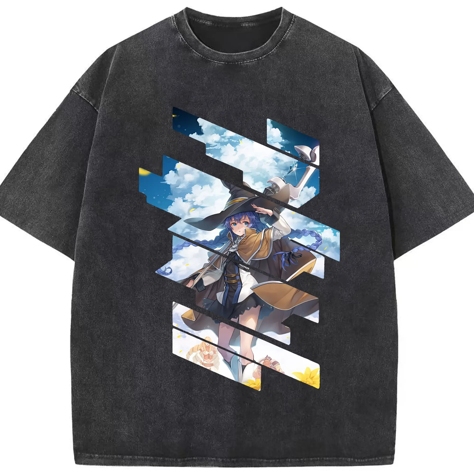 無職転生 グッズ,ロキシー・ミグルディア - 綿100％ ヴィンテージ風 半袖Tシャツ ・ フロントプリント ・ 柔らか肌触り ・ 通気性 快適 ・ スポーツ カジュアル 外出用