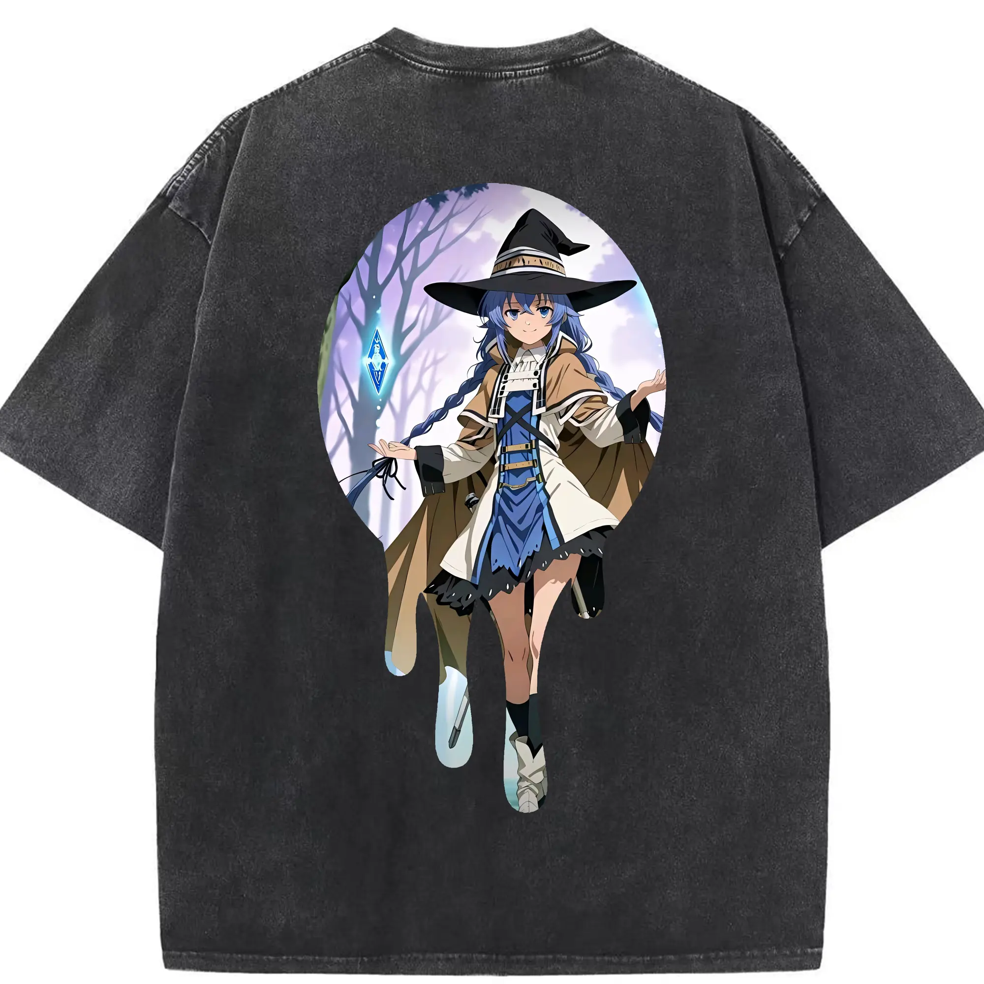 無職転生 グッズ,ロキシー・ミグルディア - 綿100％ ヴィンテージ風 半袖Tシャツ ・ 背面プリント ・ 柔らか肌触り ・ 通気性 快適 ・ スポーツ カジュアル 外出用