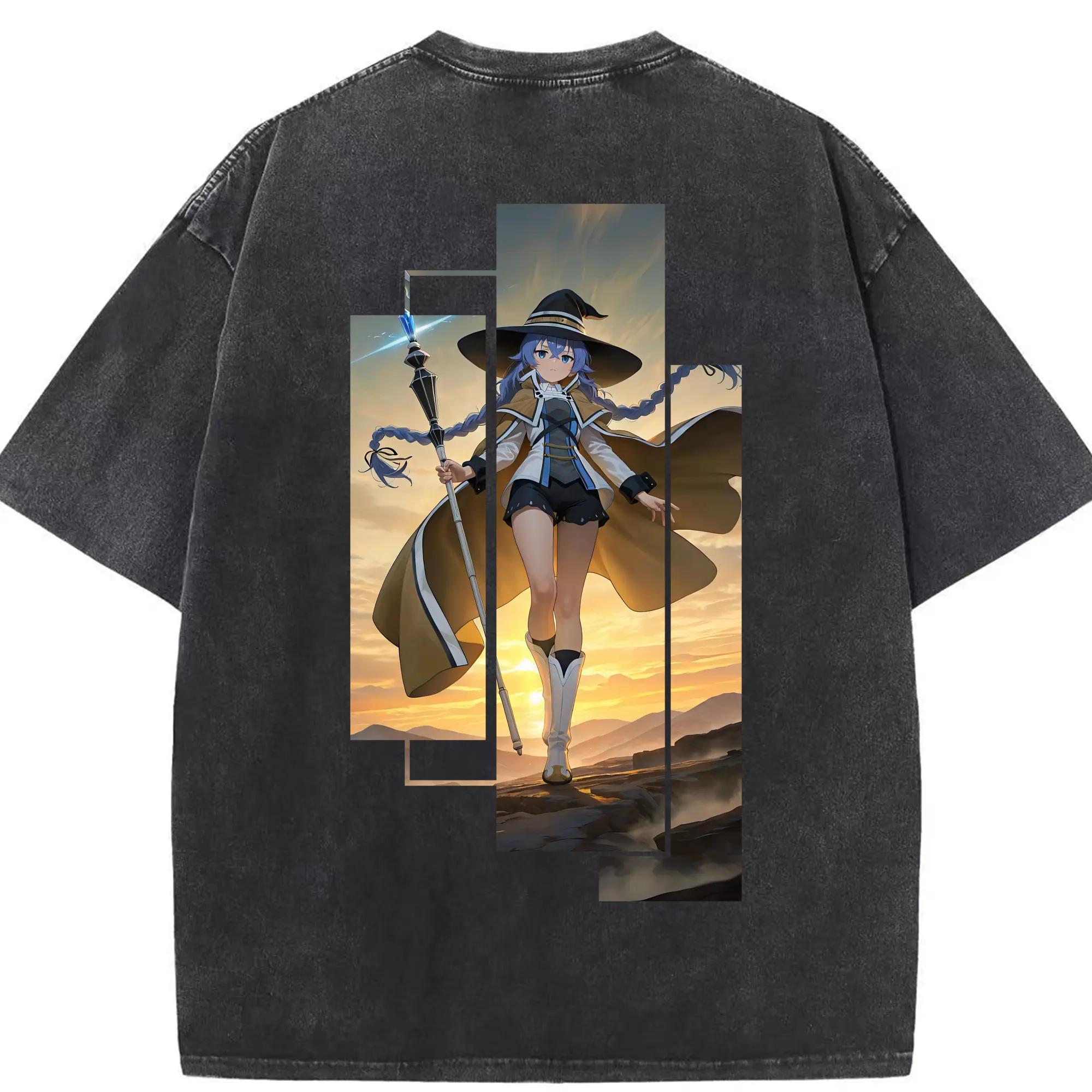 無職転生 グッズ,ロキシー・ミグルディア - 綿100％ ヴィンテージ風 半袖Tシャツ ・ 背面プリント ・ 柔らか肌触り ・ 通気性 快適 ・ スポーツ カジュアル 外出用