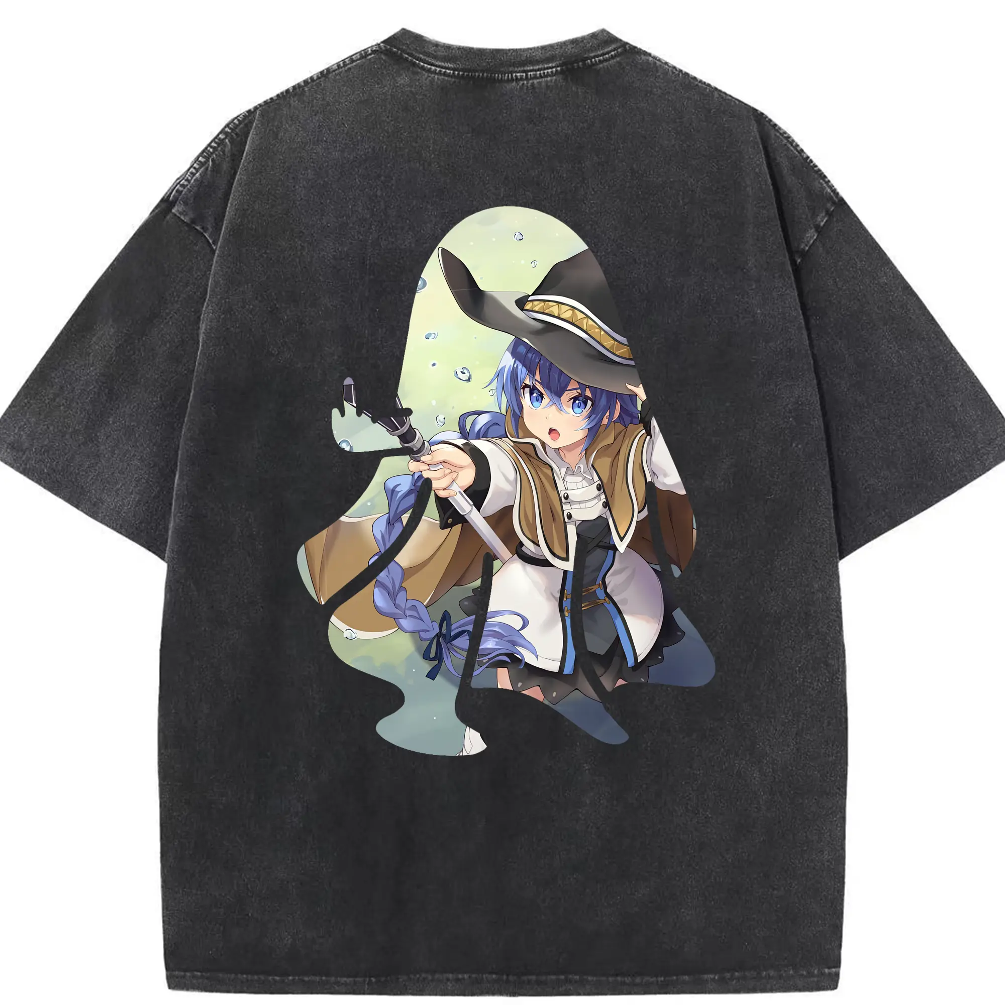 無職転生 グッズ,ロキシー・ミグルディア - 綿100％ ヴィンテージ風 半袖Tシャツ ・ 背面プリント ・ 柔らか肌触り ・ 通気性 快適 ・ スポーツ カジュアル 外出用