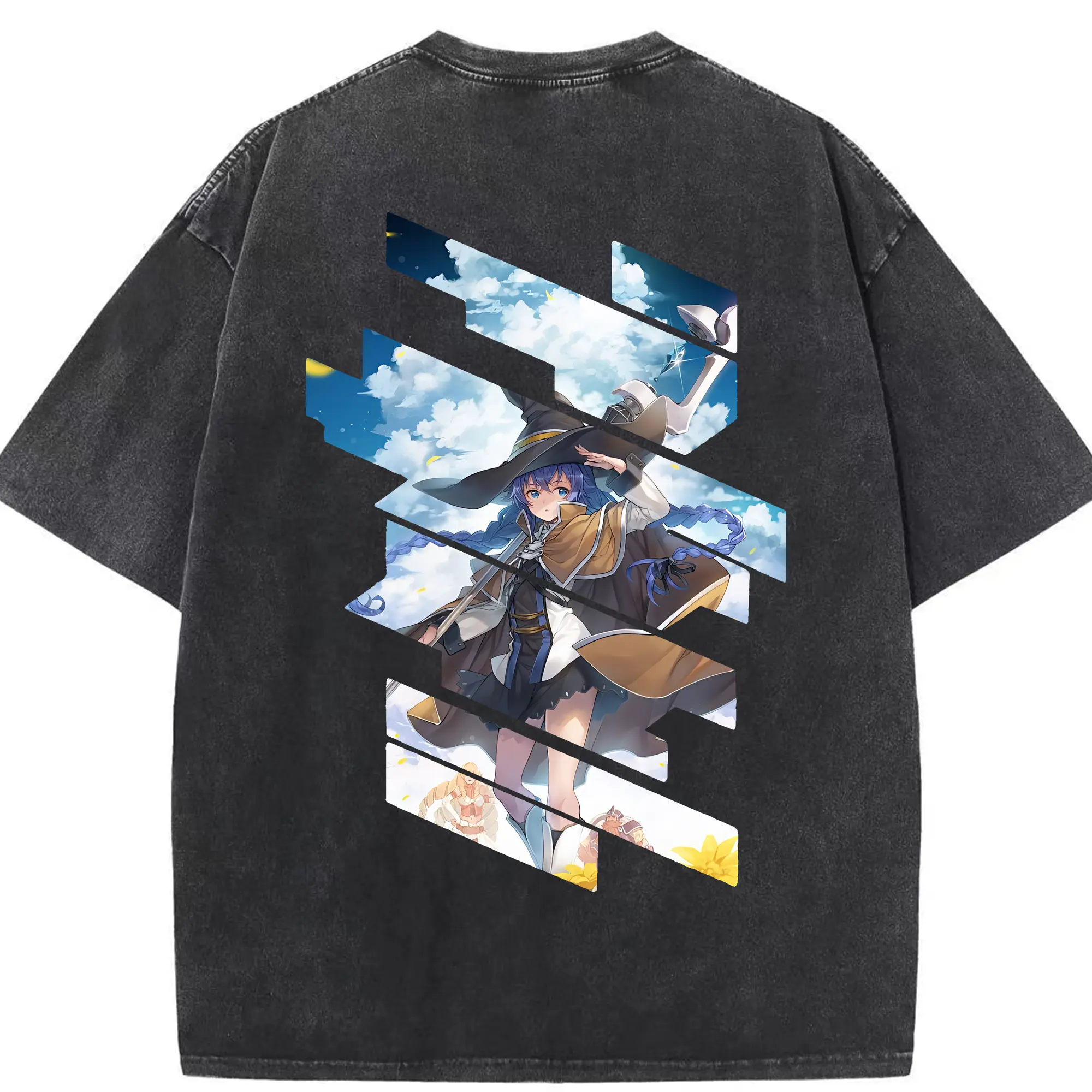 無職転生 グッズ,ロキシー・ミグルディア - 綿100％ ヴィンテージ風 半袖Tシャツ ・ 背面プリント ・ 柔らか肌触り ・ 通気性 快適 ・ スポーツ カジュアル 外出用