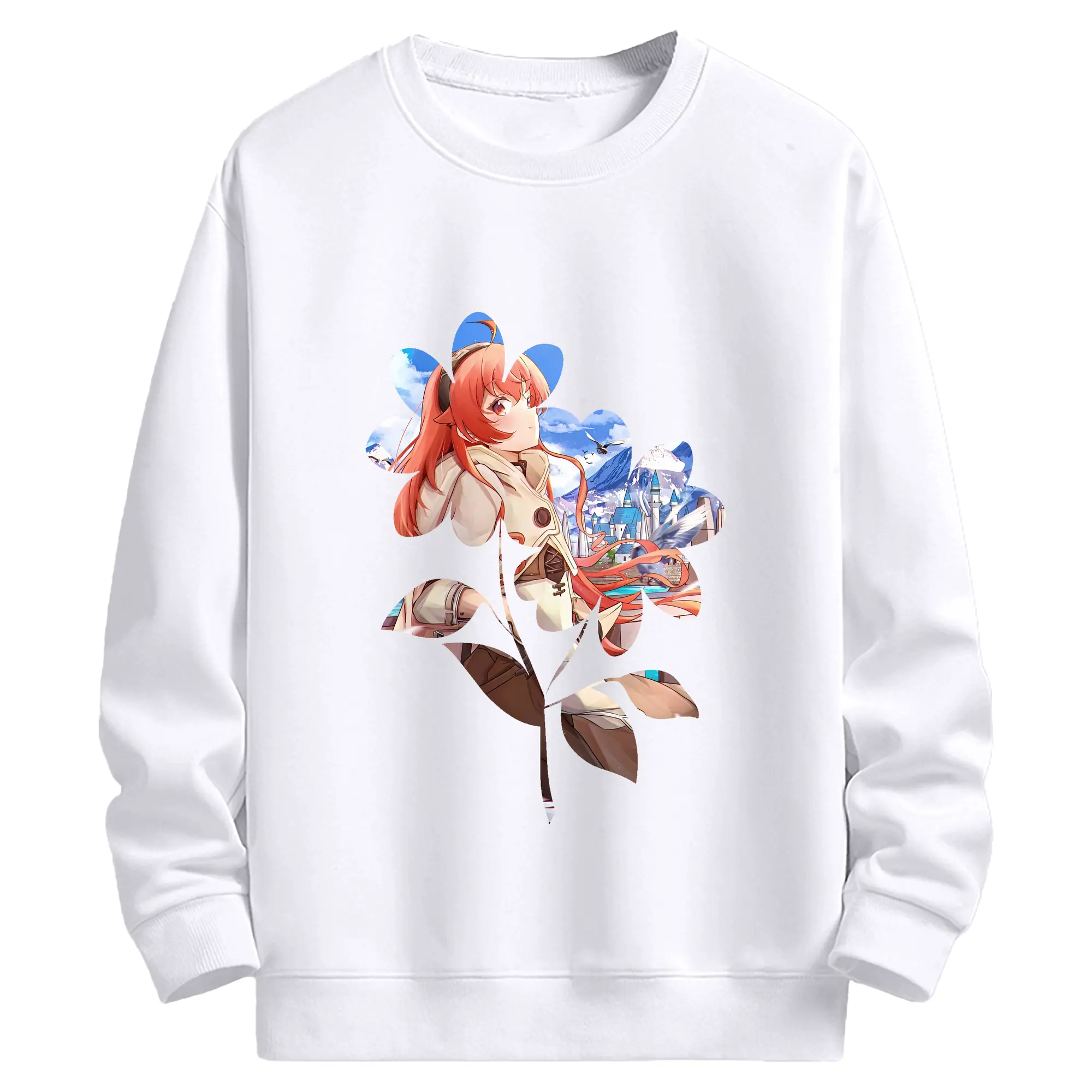 無職転生 グッズ,エリス・ボレアス・グレイラット - 高品質 クルーネック スウェット ・ コットン59％ ポリエステル41％ ・ ユニセックス 長袖 トレーナー ・ カジュアル デイリー スポーツ 散歩用