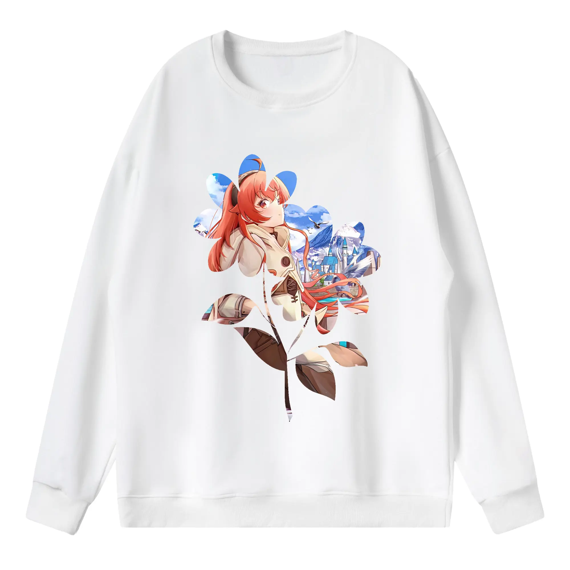 無職転生 グッズ,エリス・ボレアス・グレイラット - 薄手 クルーネック スウェット 裏毛260g · ポリエステル 春秋向け カジュアル 男女兼用 · トレーナー デイリー スポーツ 散歩に最適