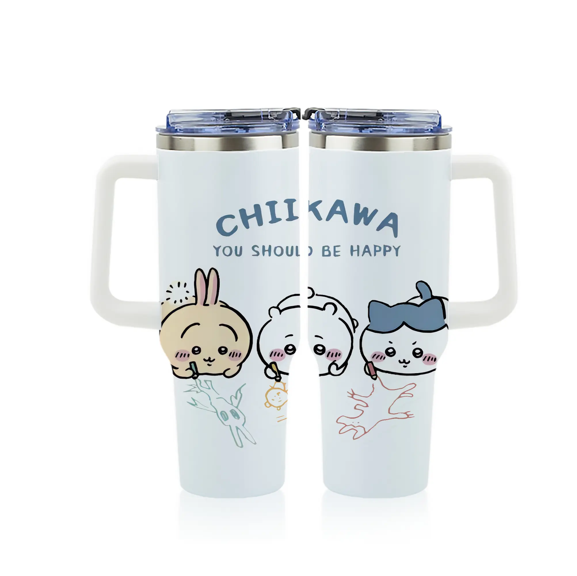 ちい が わ グッズ ちいかわ - 1200mL フルプリント車用タンブラー ・ 304ステンレス 内側 ・ 201ステンレス 外側 ・ 保温 保冷 ・ 通勤 ドライブ アウトドア用