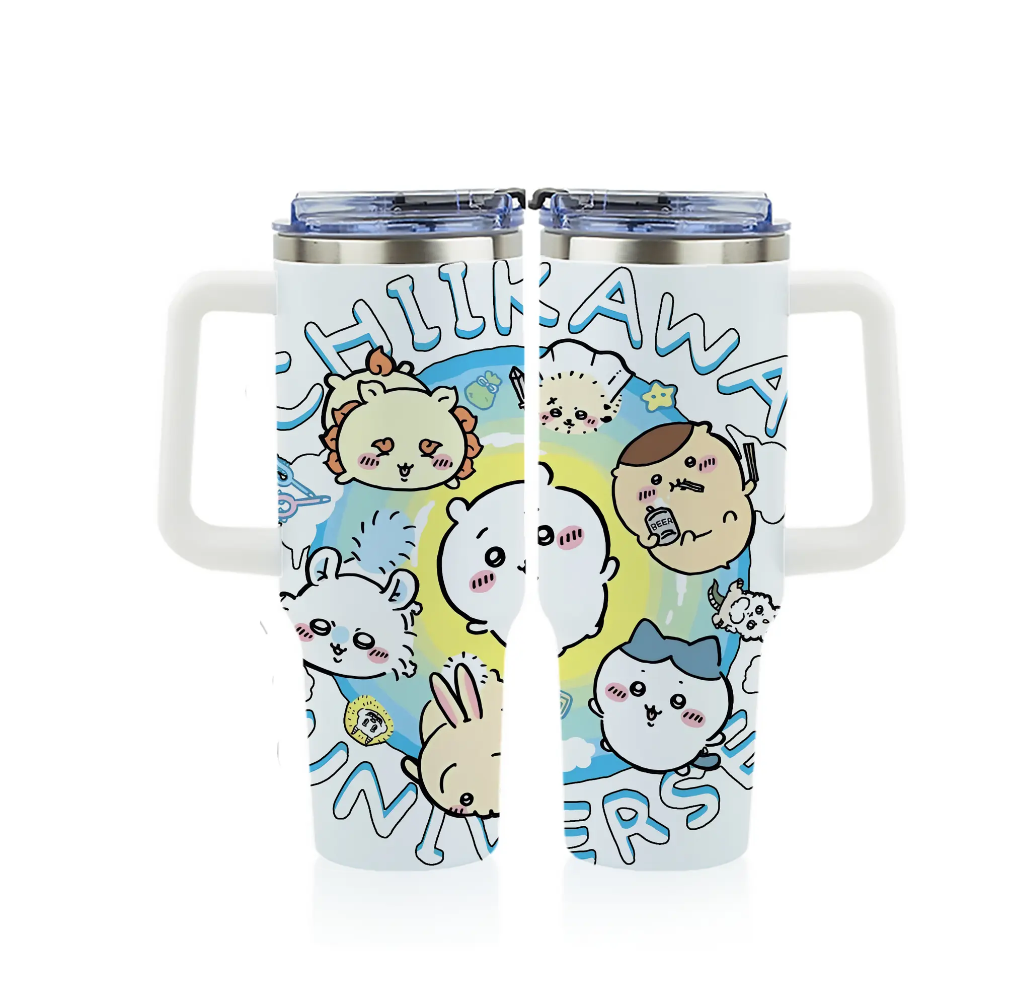 ちい が わ グッズ ちいかわ - 1200mL フルプリント車用タンブラー ・ 304ステンレス 内側 ・ 201ステンレス 外側 ・ 保温 保冷 ・ 通勤 ドライブ アウトドア用