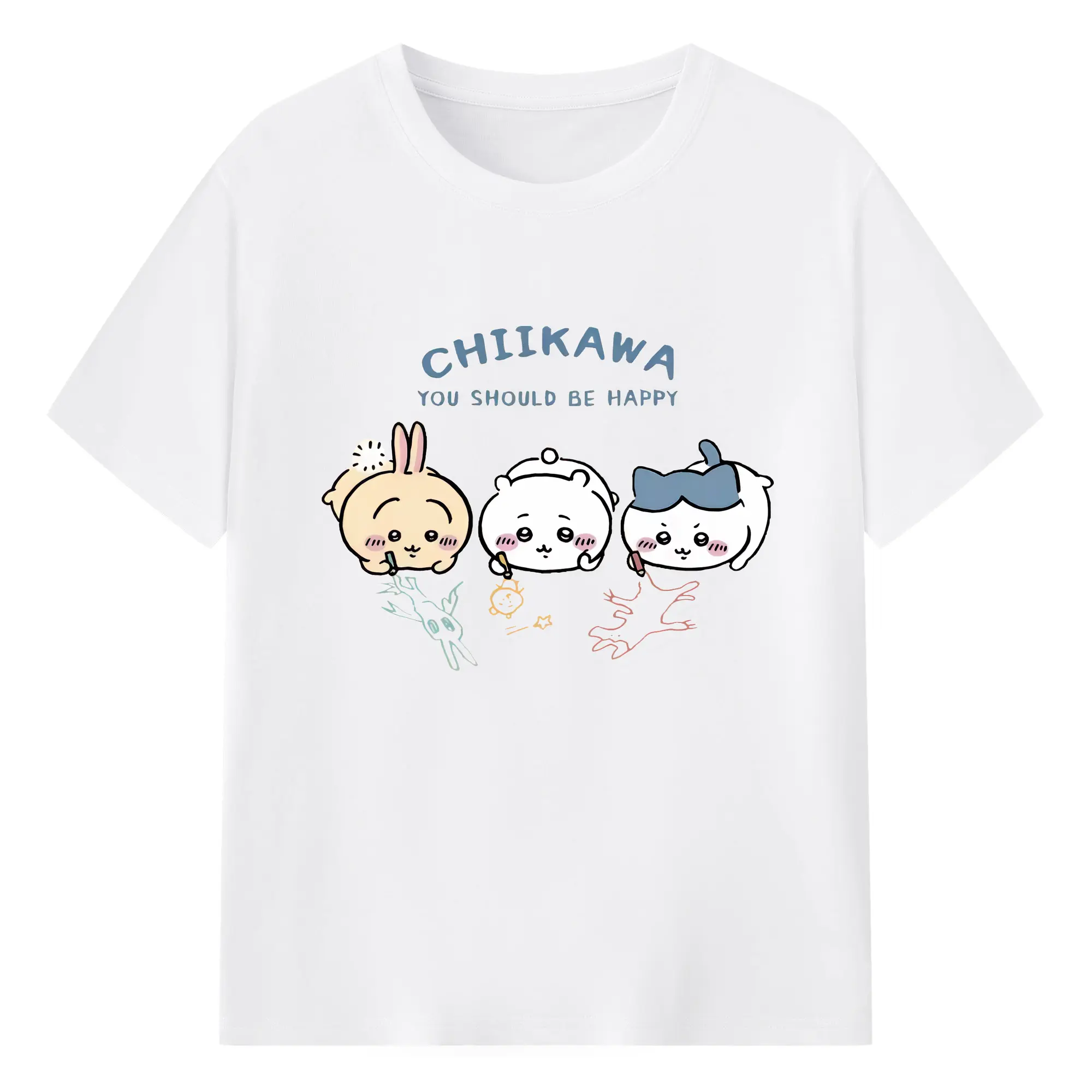 ちい が わ グッズ ちいかわ - 綿100％ 半袖Tシャツ ・ フロントプリント ・ 快適 通気性 ・ 日常使い 散歩 スポーツ用