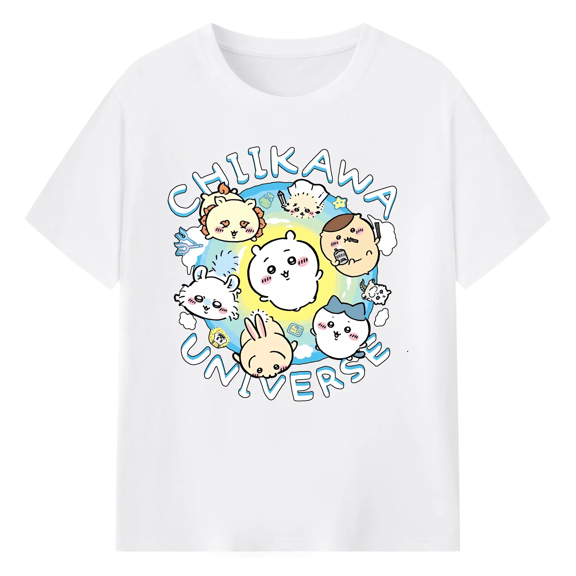 ちい が わ グッズ ちいかわ - 綿100％ 半袖Tシャツ ・ フロントプリント ・ 快適 通気性 ・ 日常使い 散歩 スポーツ用
