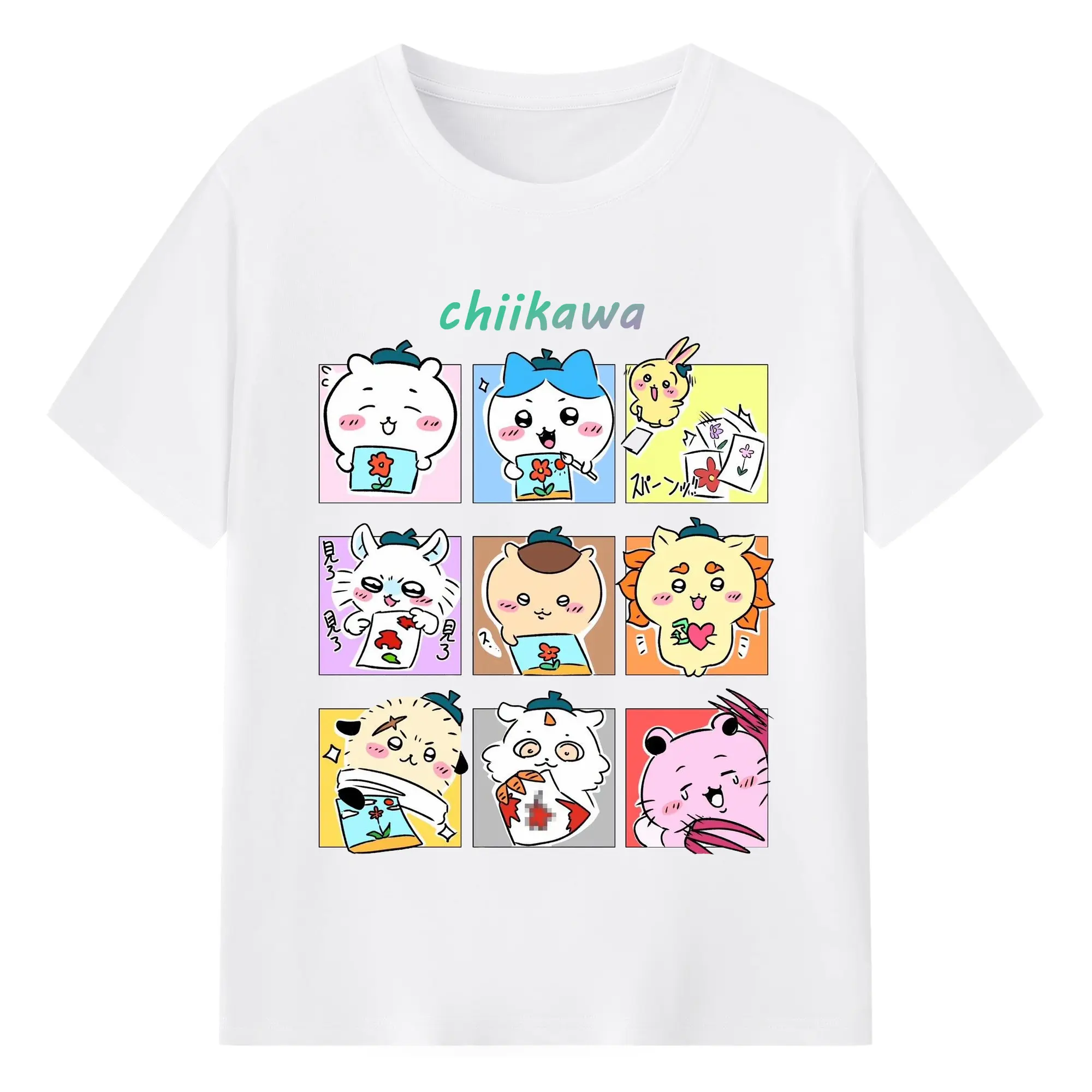 ちい が わ グッズ ちいかわ - 綿100％ 半袖Tシャツ ・ フロントプリント ・ 快適 通気性 ・ 日常使い 散歩 スポーツ用