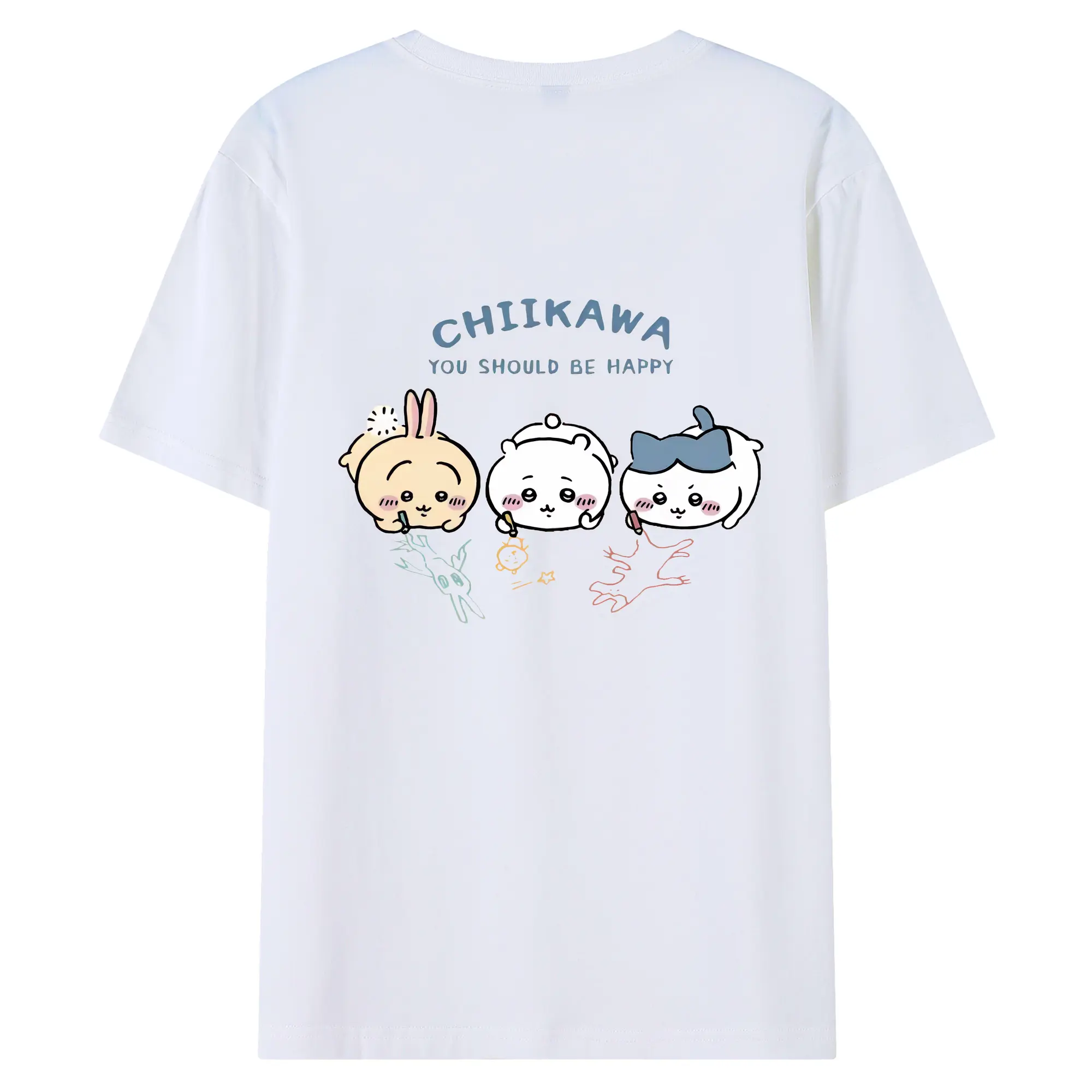 ちい が わ グッズ ちいかわ - 綿100％ 半袖Tシャツ ・ バックプリント ・ 快適 通気性 ・ 日常使い 散歩 スポーツ用