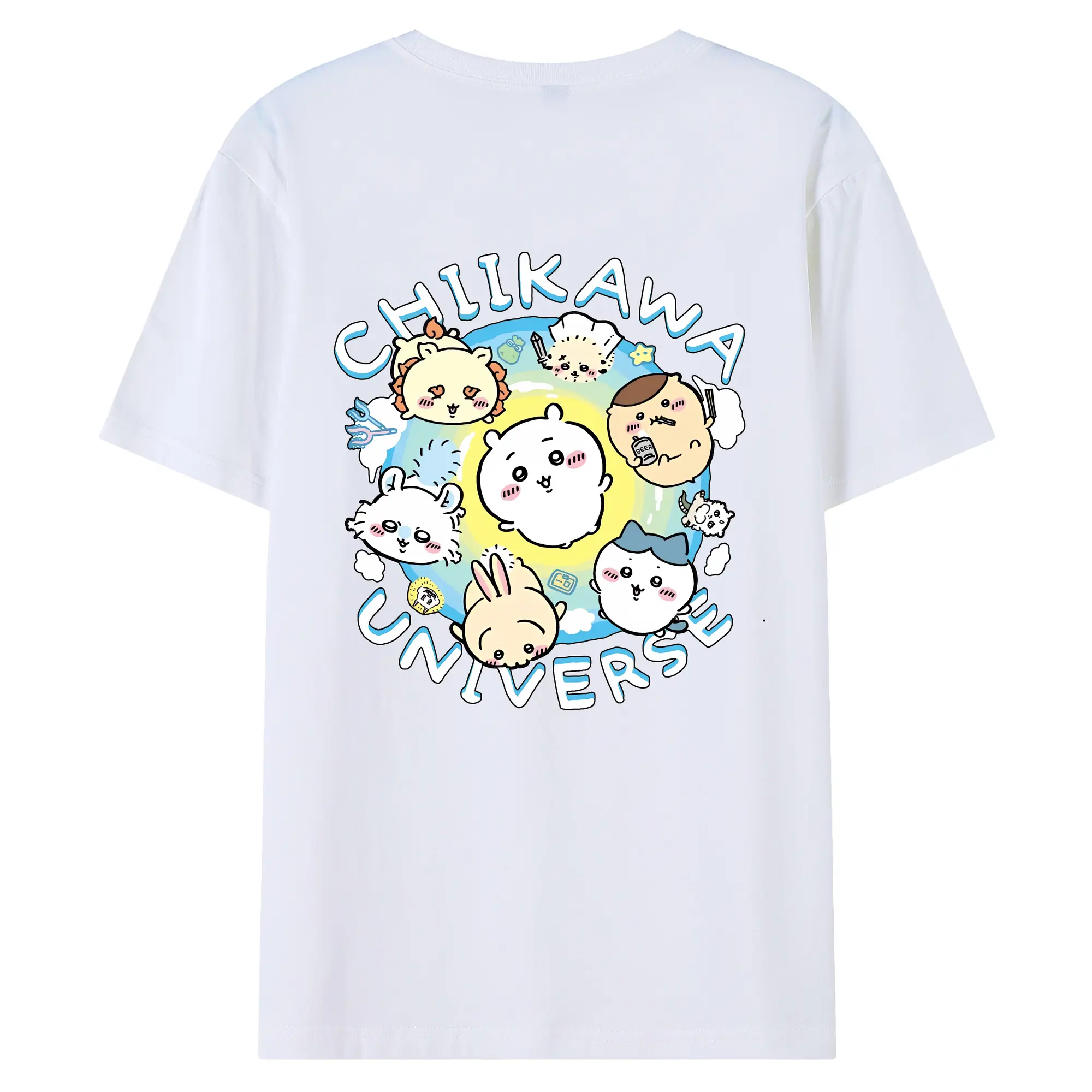 ちい が わ グッズ ちいかわ - 綿100％ 半袖Tシャツ ・ バックプリント ・ 快適 通気性 ・ 日常使い 散歩 スポーツ用