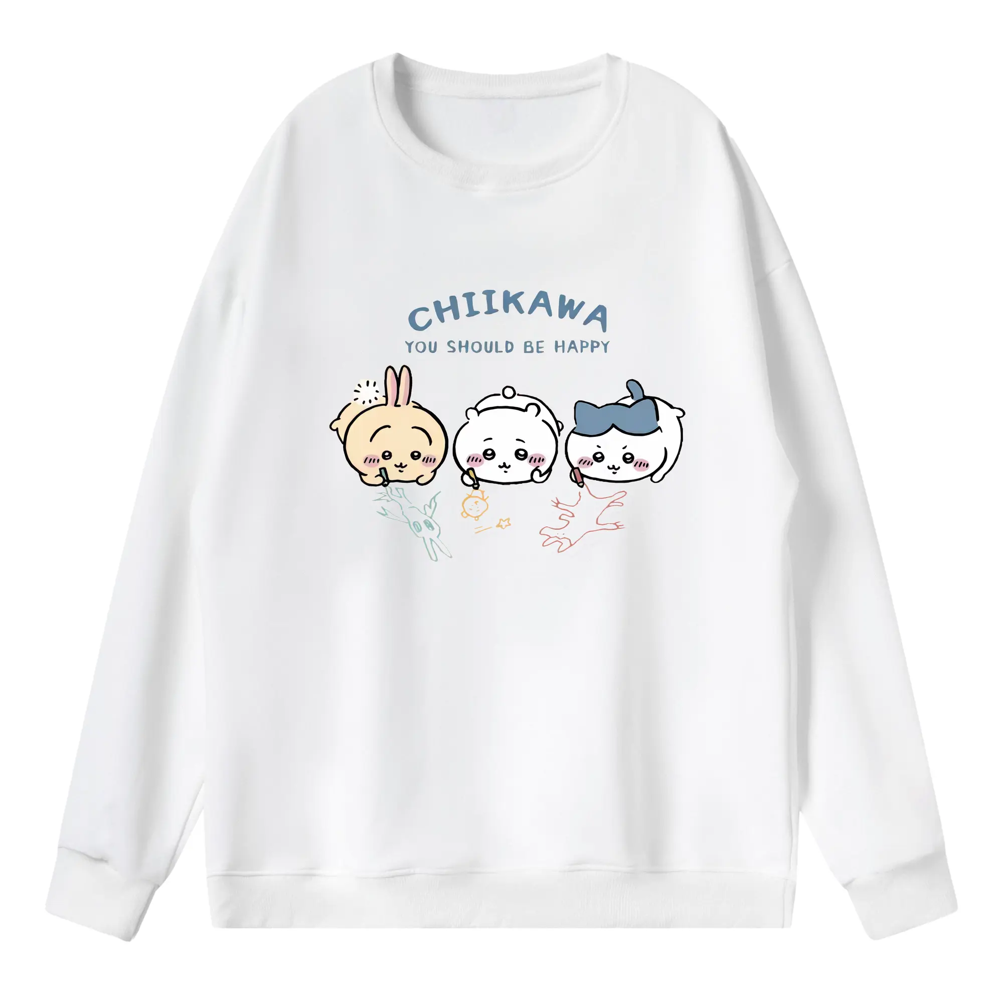 ちい が わ グッズ ちいかわ - 薄手 クルーネック スウェット 裏毛260g · ポリエステル 春秋向け カジュアル 男女兼用 · トレーナー デイリー スポーツ 散歩に最適