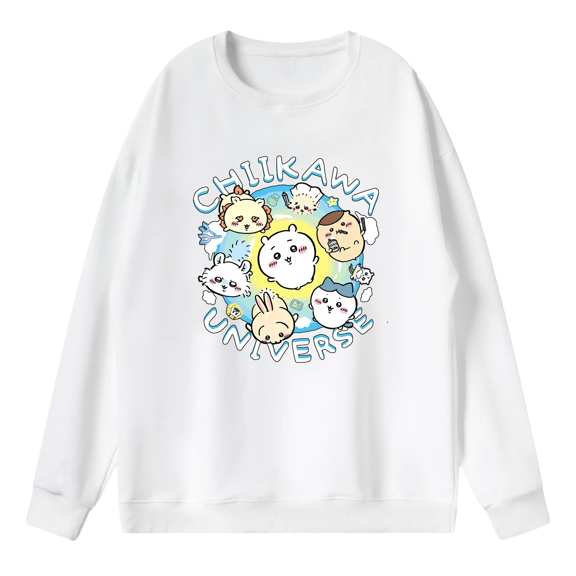 ちい が わ グッズ ちいかわ - 薄手 クルーネック スウェット 裏毛260g · ポリエステル 春秋向け カジュアル 男女兼用 · トレーナー デイリー スポーツ 散歩に最適