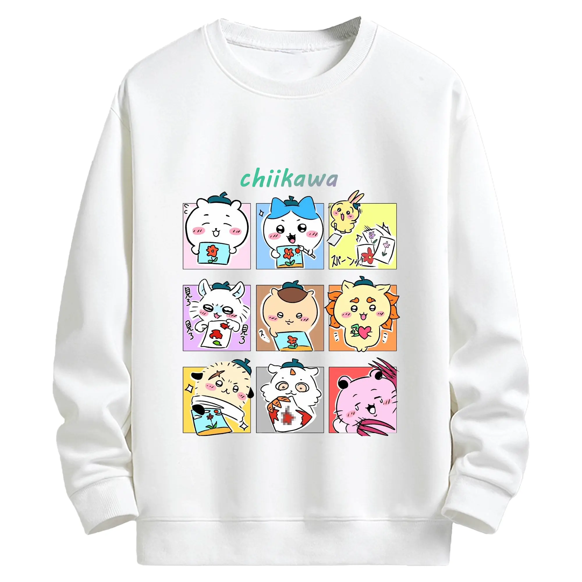 ちい が わ グッズ ちいかわ - キッズ クルーネックスウェットシャツ ・ フロントプリント ・ 綿80％ ポリエステル20％ ・ 快適 通学 スポーツ 日常使い お散歩用