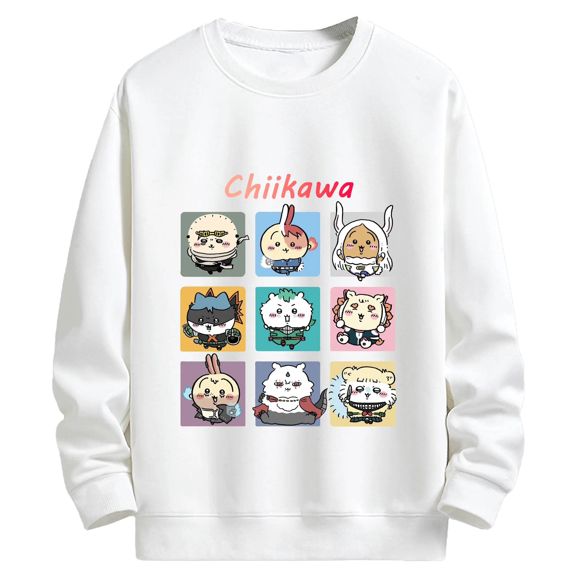 ちい が わ グッズ ちいかわ - キッズ クルーネックスウェットシャツ ・ フロントプリント ・ 綿80％ ポリエステル20％ ・ 快適 通学 スポーツ 日常使い お散歩用