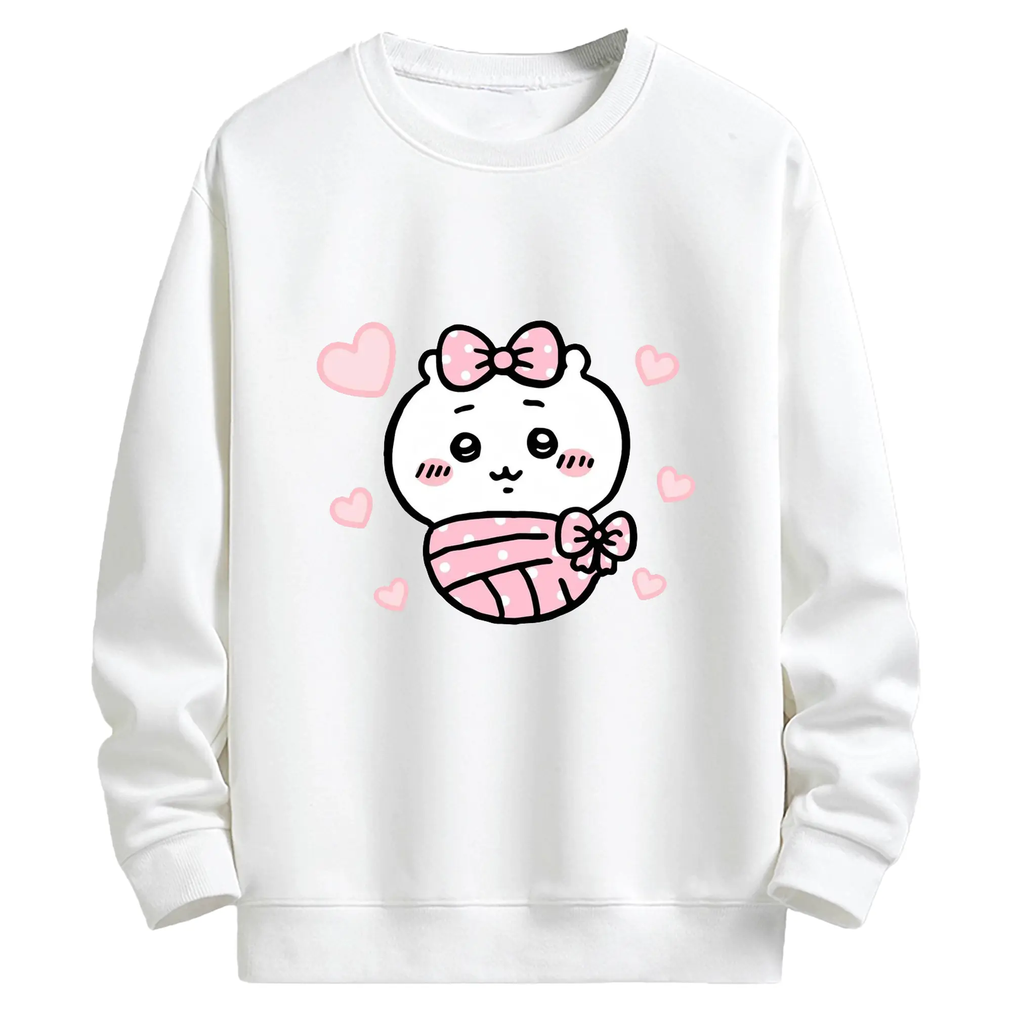 ちい が わ グッズ ちいかわ - キッズ クルーネックスウェットシャツ ・ フロントプリント ・ 綿80％ ポリエステル20％ ・ 快適 通学 スポーツ 日常使い お散歩用