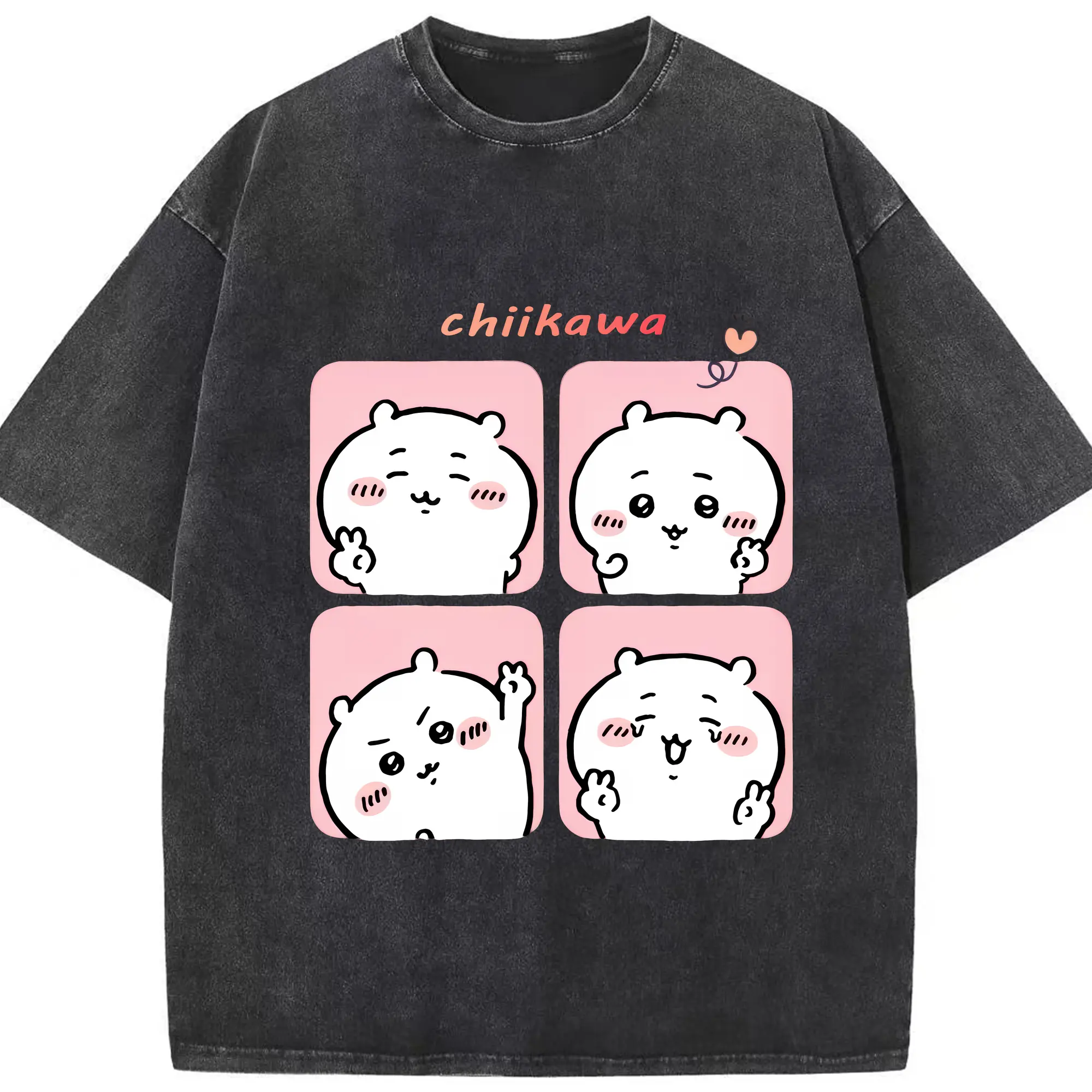 ちい が わ グッズ ちいかわ - 綿100％ ヴィンテージ風 半袖Tシャツ ・ フロントプリント ・ 柔らか肌触り ・ 通気性 快適 ・ スポーツ カジュアル 外出用