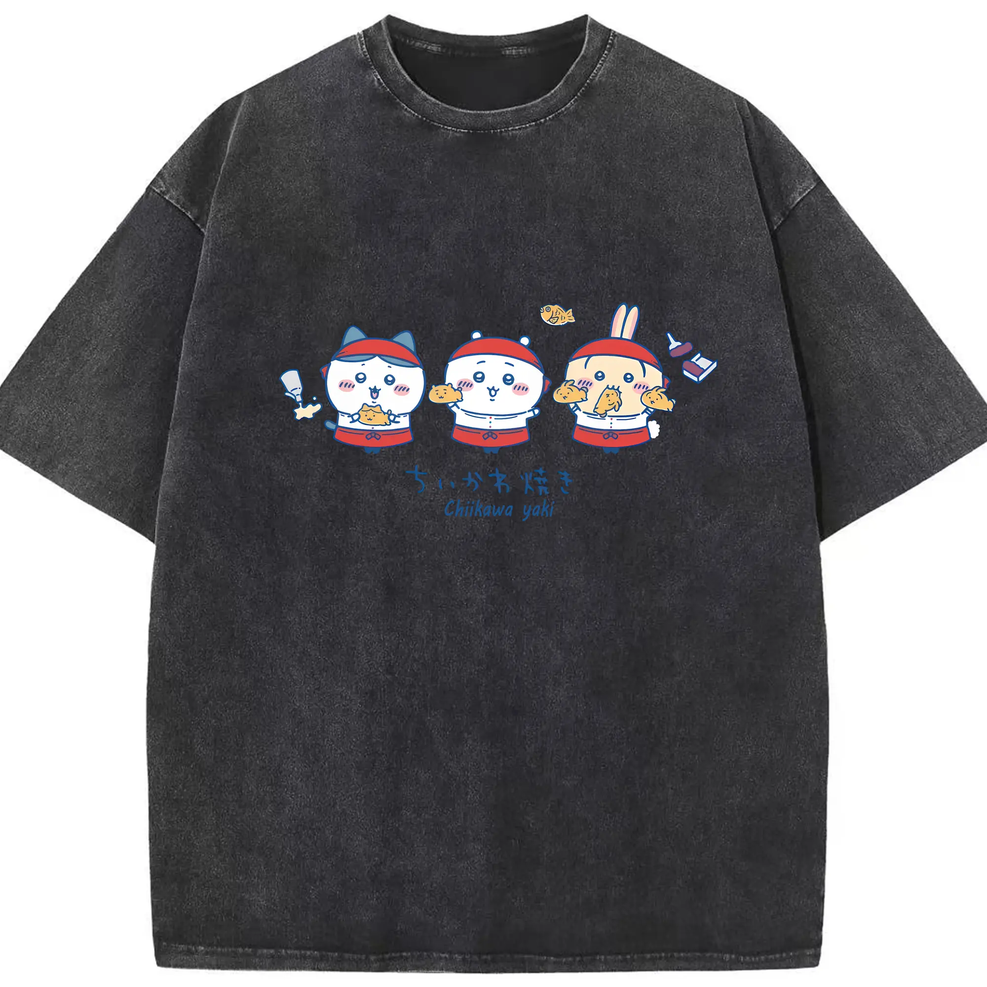 ちい が わ グッズ ちいかわ - 綿100％ ヴィンテージ風 半袖Tシャツ ・ フロントプリント ・ 柔らか肌触り ・ 通気性 快適 ・ スポーツ カジュアル 外出用