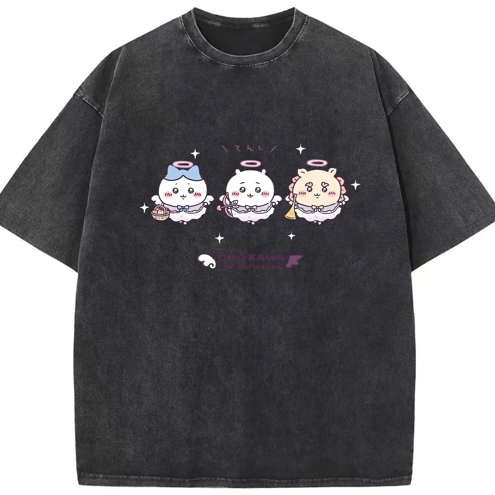 ちい が わ グッズ ちいかわ - 綿100％ ヴィンテージ風 半袖Tシャツ ・ フロントプリント ・ 柔らか肌触り ・ 通気性 快適 ・ スポーツ カジュアル 外出用