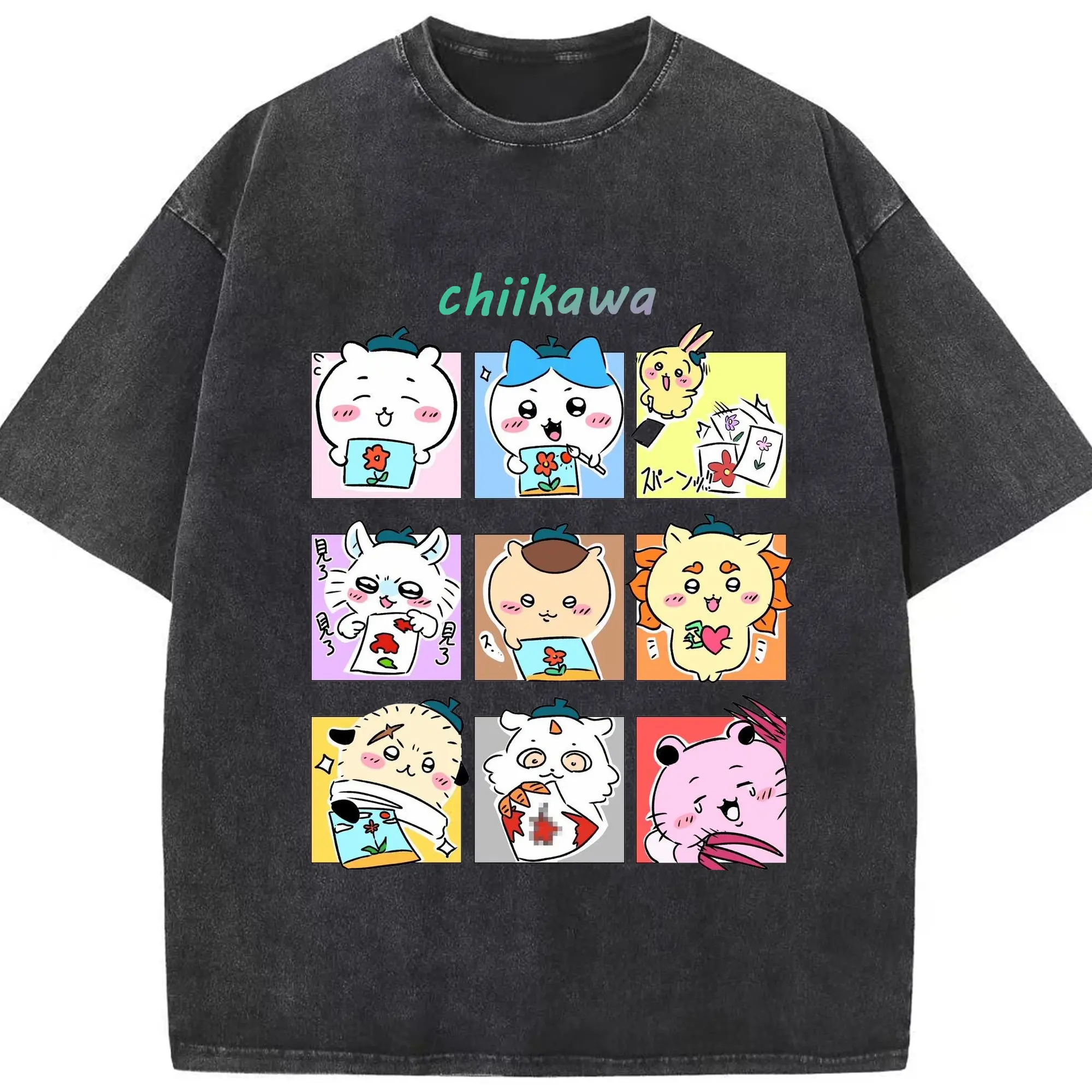 ちい が わ グッズ ちいかわ - 綿100％ ヴィンテージ風 半袖Tシャツ ・ フロントプリント ・ 柔らか肌触り ・ 通気性 快適 ・ スポーツ カジュアル 外出用