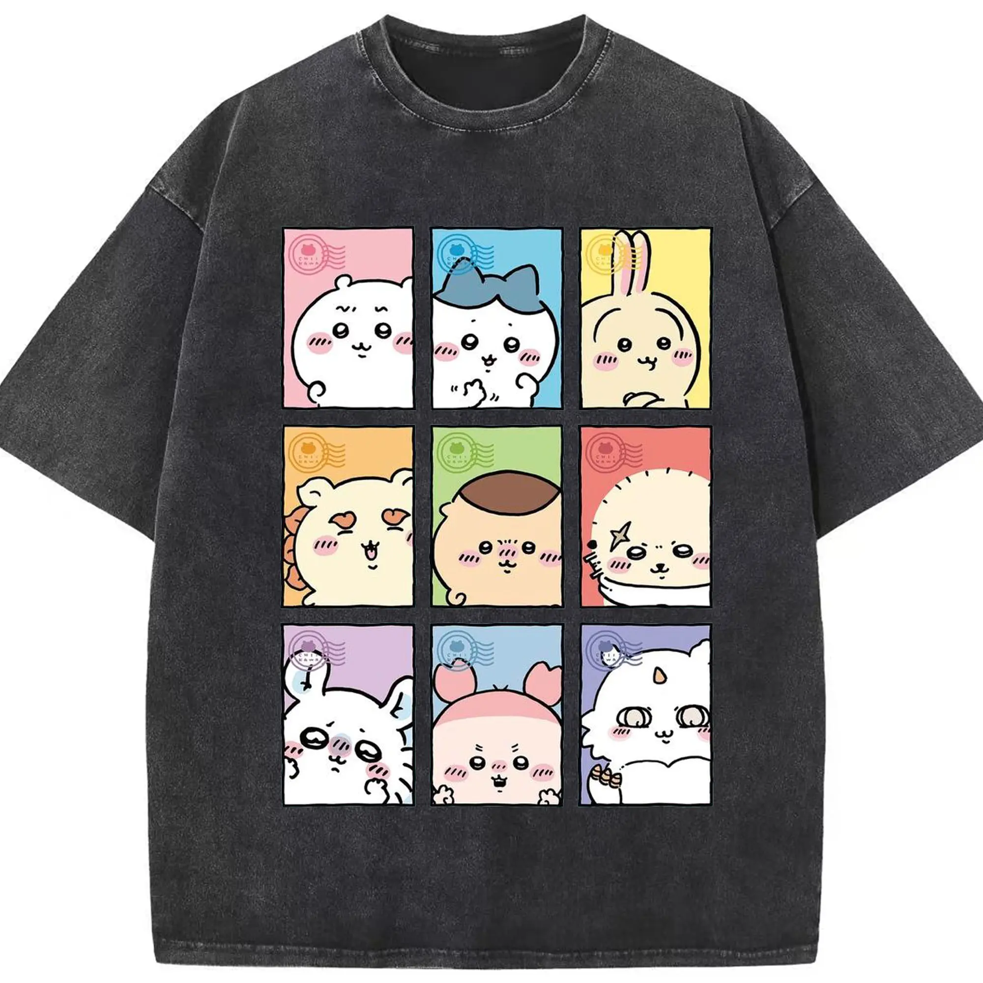 ちい が わ グッズ ちいかわ - 綿100％ ヴィンテージ風 半袖Tシャツ ・ フロントプリント ・ 柔らか肌触り ・ 通気性 快適 ・ スポーツ カジュアル 外出用