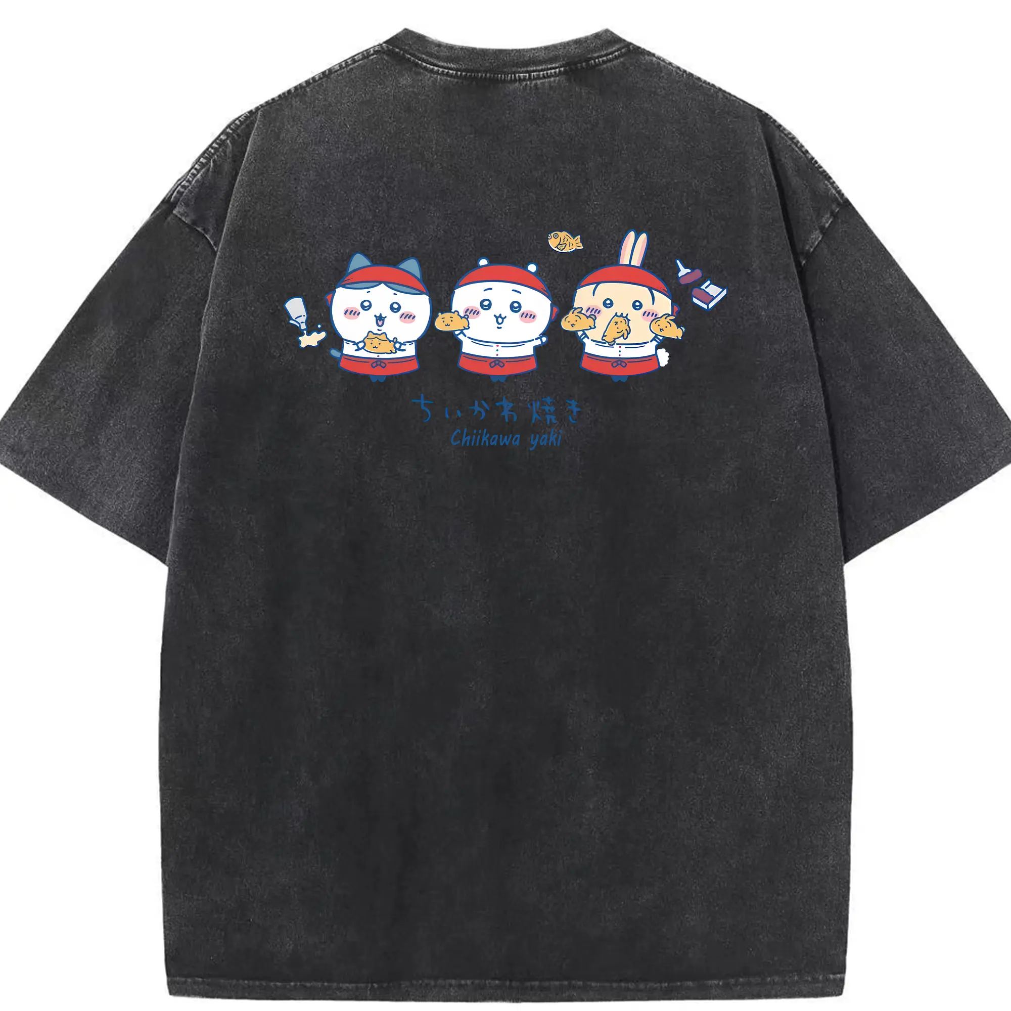 ちい が わ グッズ ちいかわ - 綿100％ ヴィンテージ風 半袖Tシャツ ・ 背面プリント ・ 柔らか肌触り ・ 通気性 快適 ・ スポーツ カジュアル 外出用