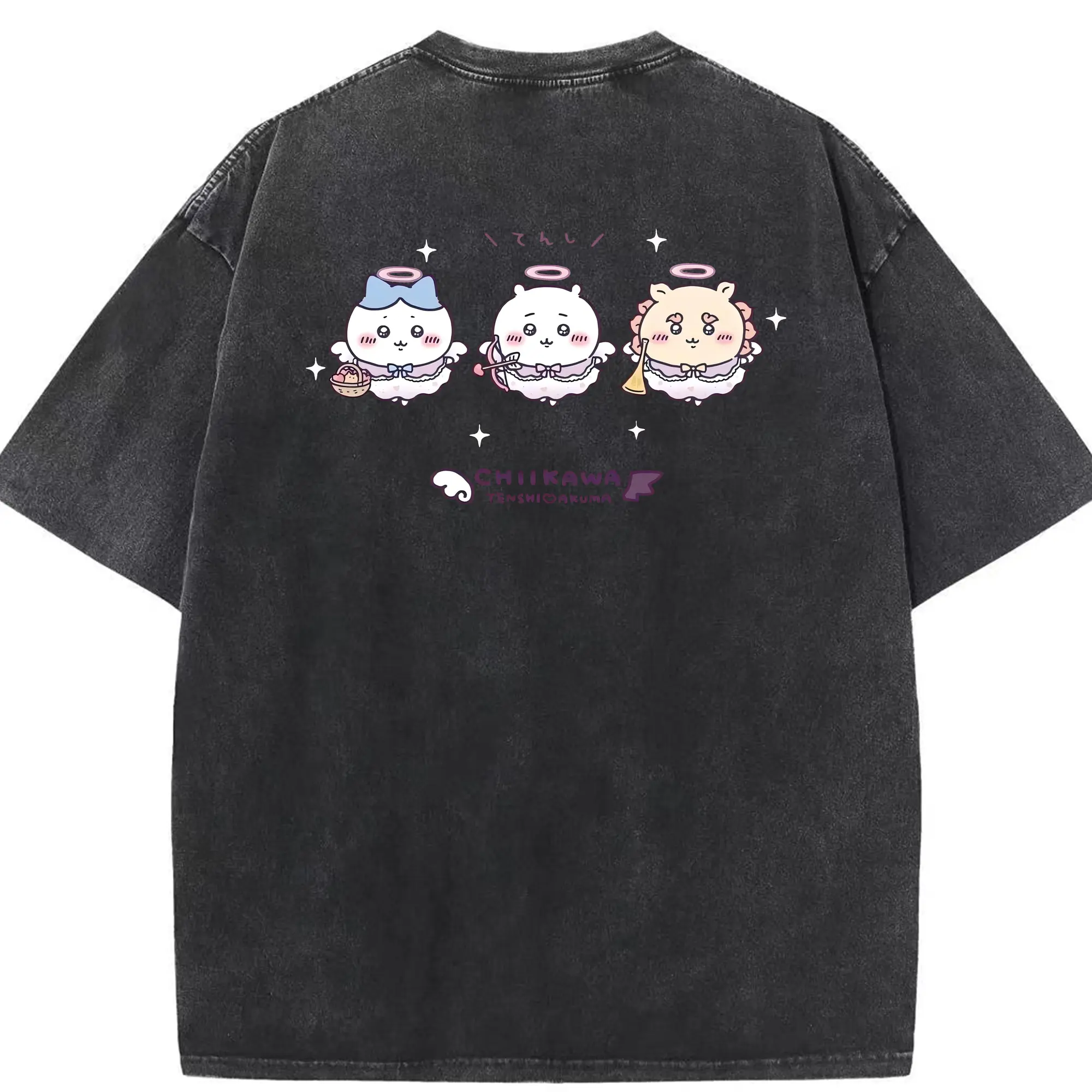 ちい が わ グッズ ちいかわ - 綿100％ ヴィンテージ風 半袖Tシャツ ・ 背面プリント ・ 柔らか肌触り ・ 通気性 快適 ・ スポーツ カジュアル 外出用