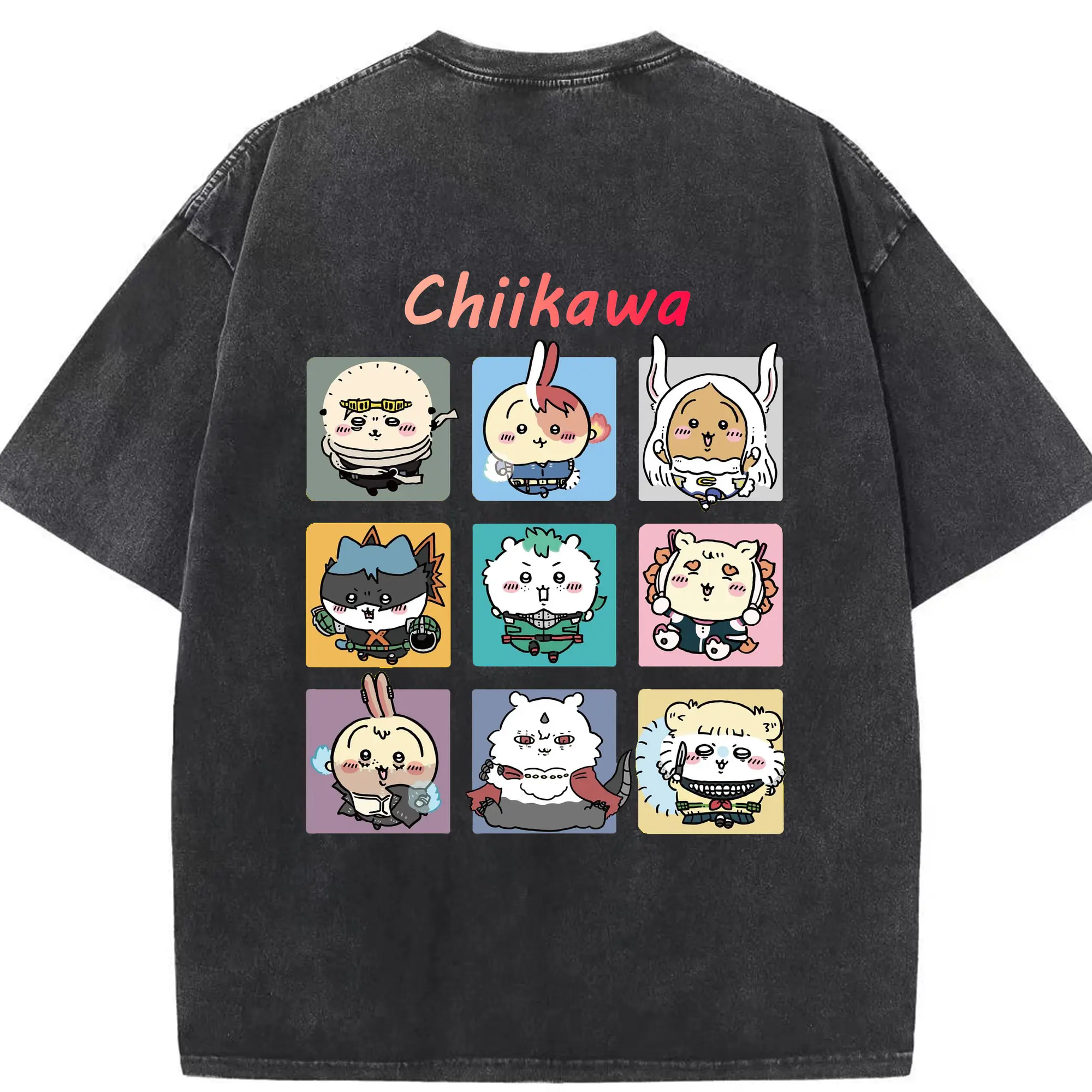 ちい が わ グッズ ちいかわ - 綿100％ ヴィンテージ風 半袖Tシャツ ・ 背面プリント ・ 柔らか肌触り ・ 通気性 快適 ・ スポーツ カジュアル 外出用