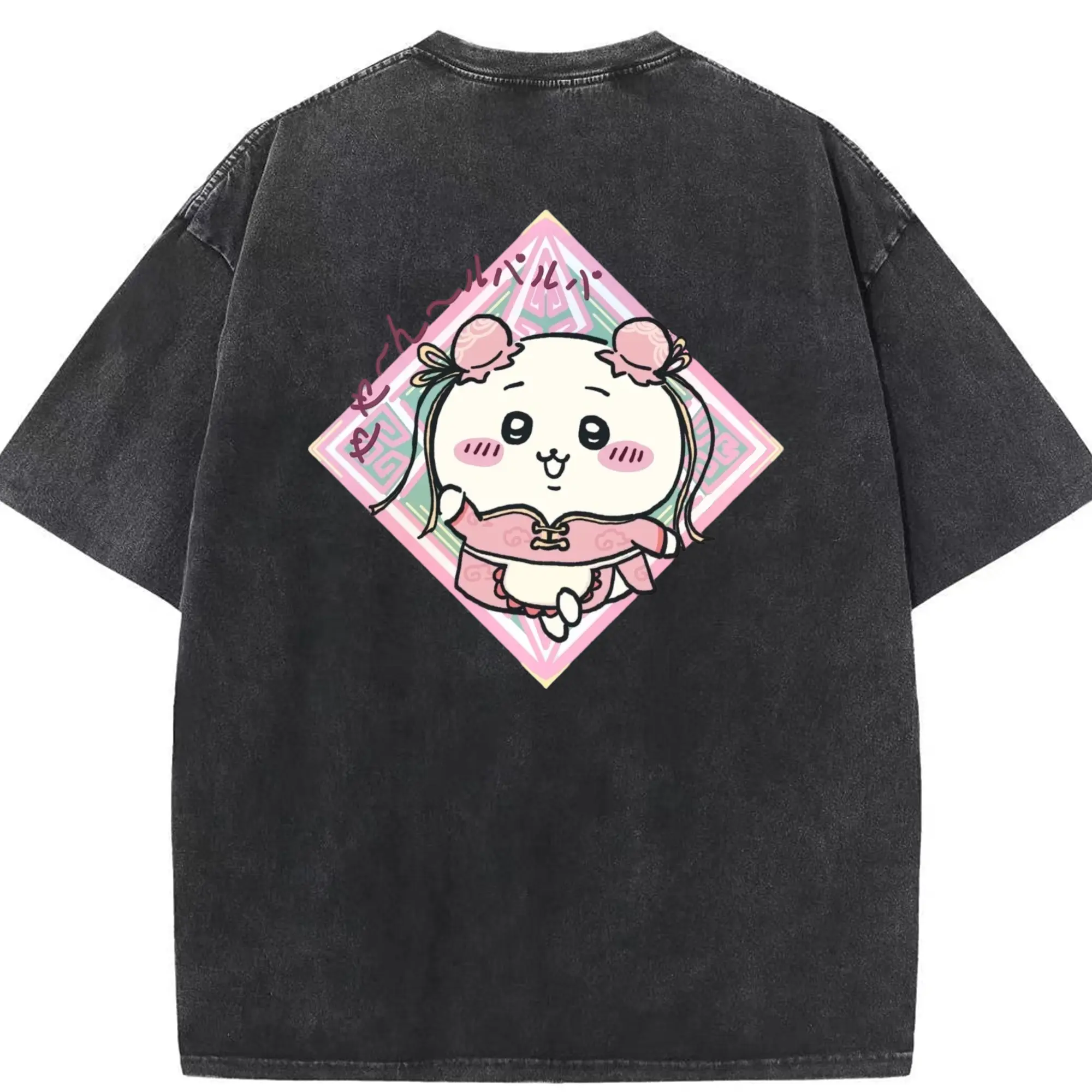 ちい が わ グッズ ちいかわ - 綿100％ ヴィンテージ風 半袖Tシャツ ・ 背面プリント ・ 柔らか肌触り ・ 通気性 快適 ・ スポーツ カジュアル 外出用