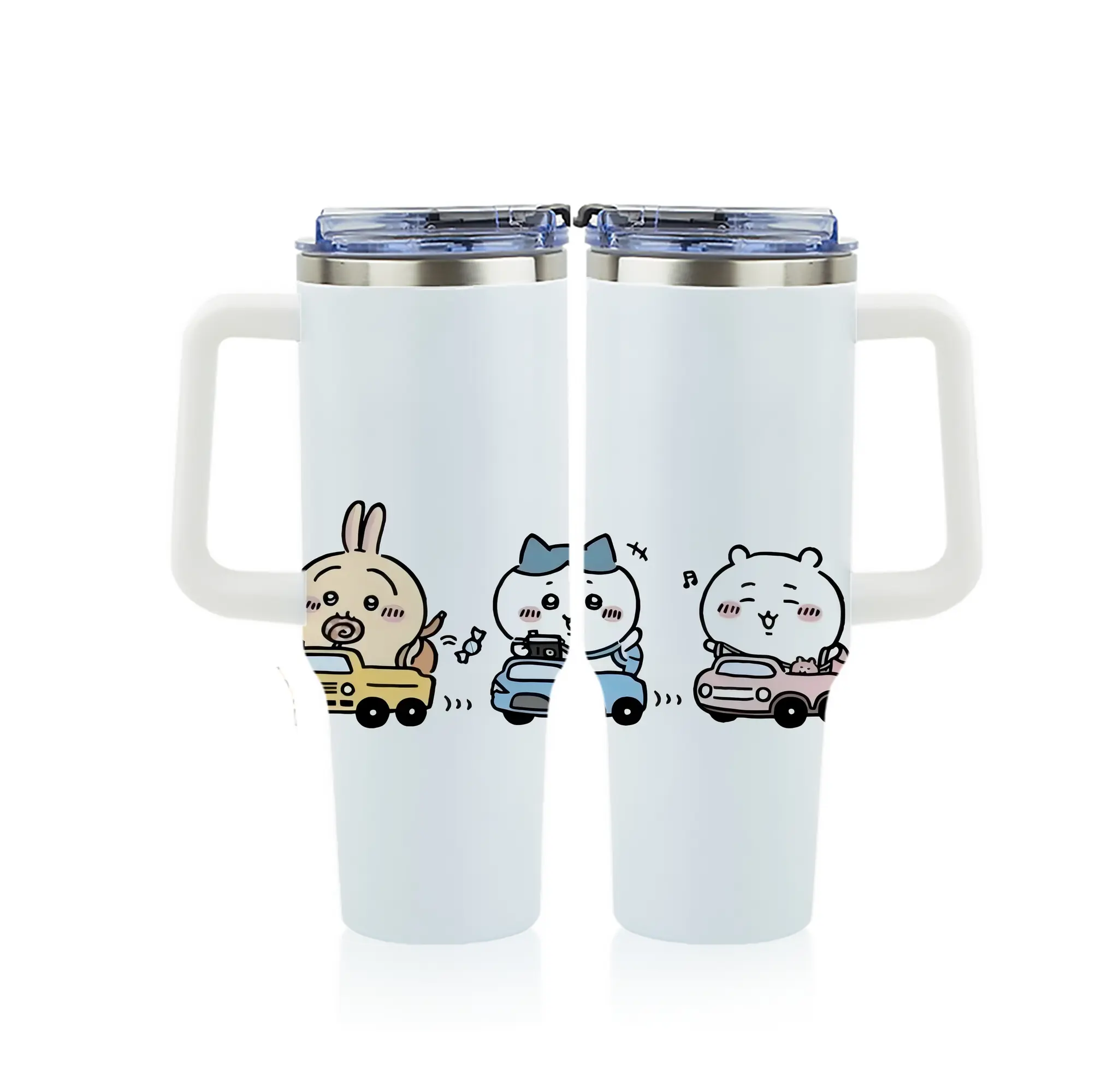 ちい が わ グッズ ハチワレ - 1200mL フルプリント車用タンブラー ・ 304ステンレス 内側 ・ 201ステンレス 外側 ・ 保温 保冷 ・ 通勤 ドライブ アウトドア用